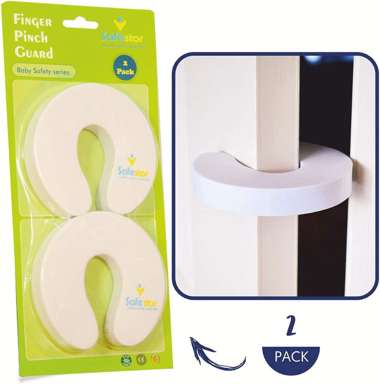 Safester Baby Safety Door Stopper, Finger Pinch Guard and Door Stopper (Pack of 2)