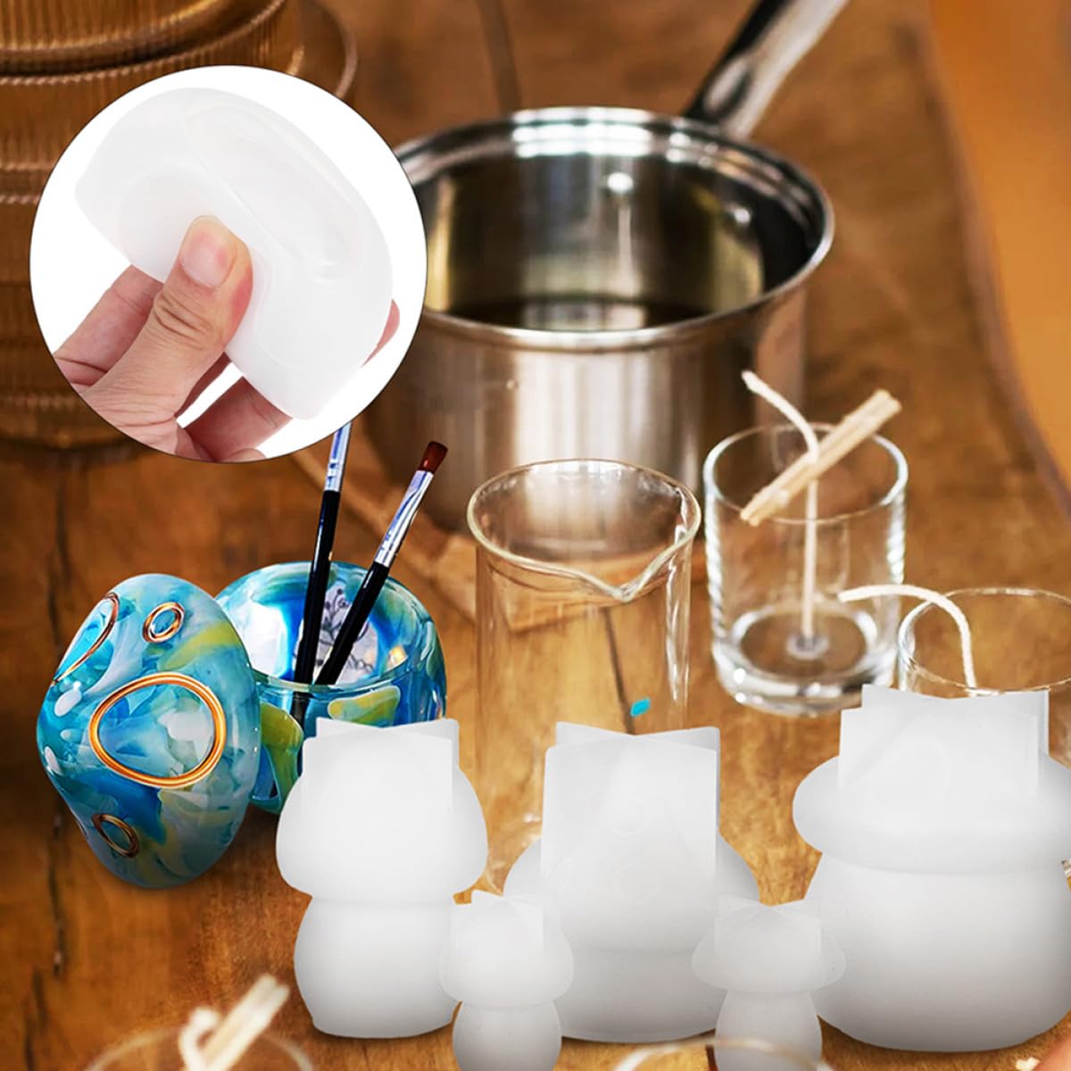 Anneome Set 7 Stampi in Silicone a Forma di Fungo per Resina Epossidica, Finitura Liscia e Piatta, per Accessori Fai da Te e Organizzazione Ufficio