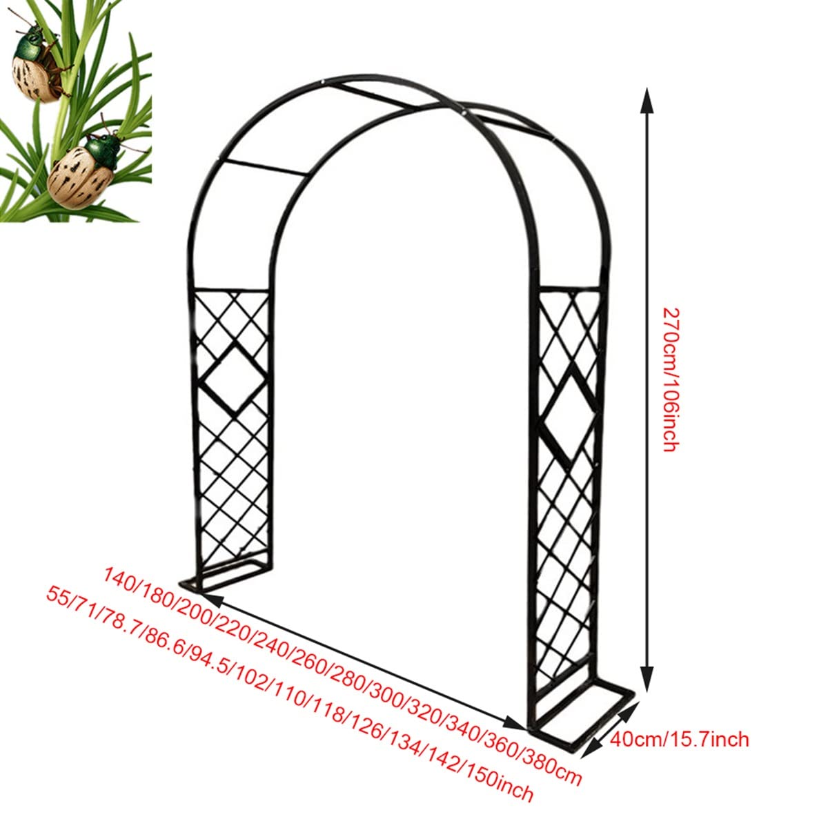Metalowa kratka ogrodowa do roślin pnących, odporna na warunki atmosferyczne i stabilna, 140–380 cm, regulowany rozmiar, zielona, wsparcie na zewnątrz, do winorośli, kwiatów i warzyw