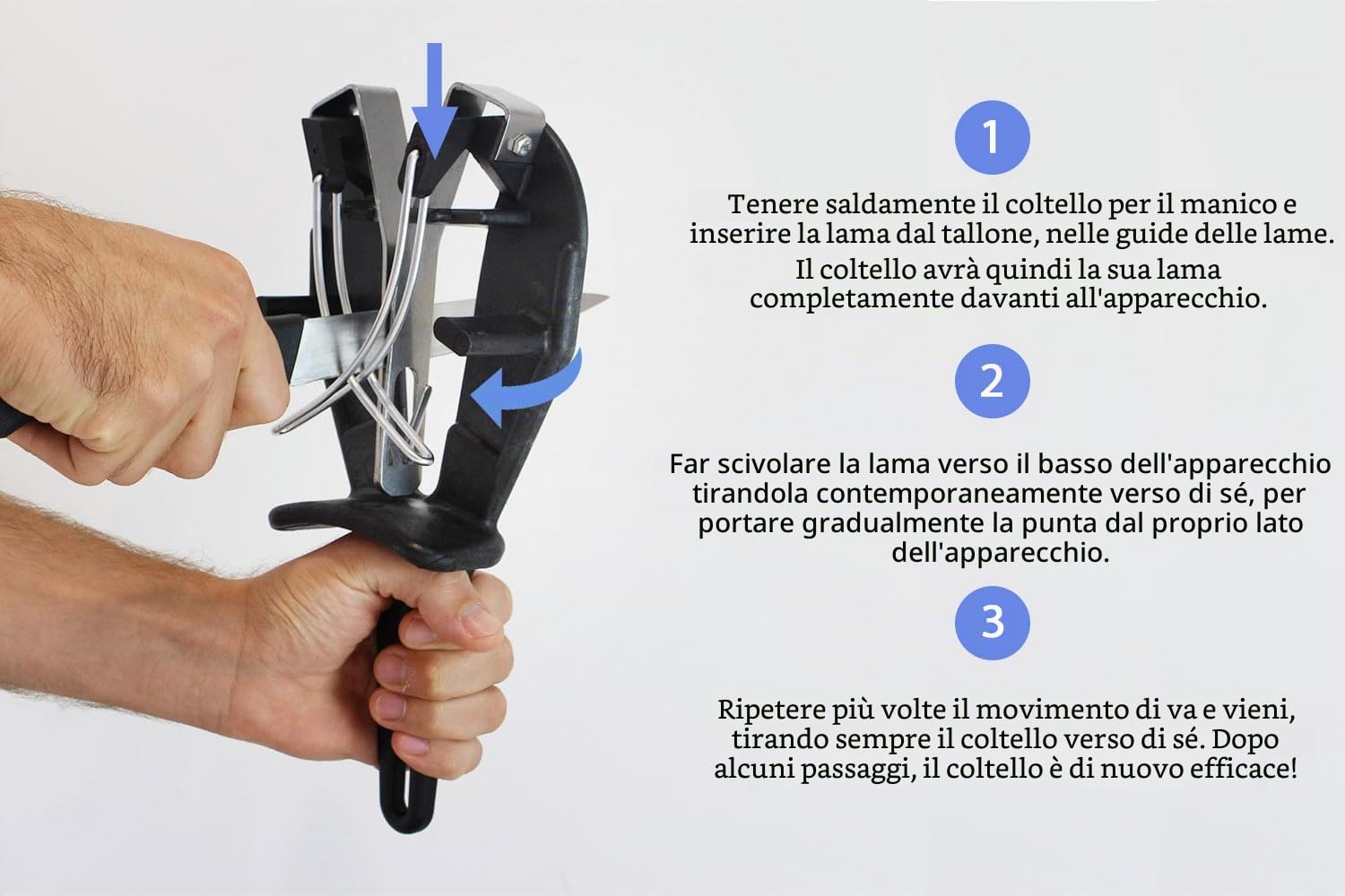 Bobet Affilacoltelli SHARP'EASY Affilatore Manuale Coltelli da Cucina - Raddrizza e mantiene le lame (Nero)
