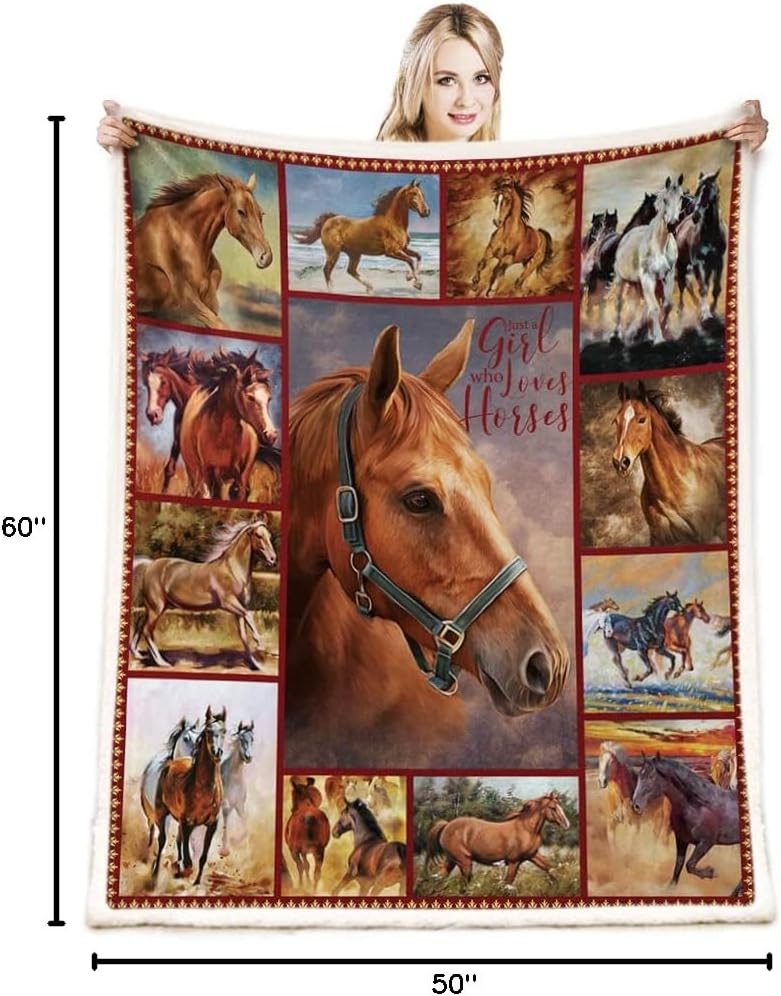 Horse Lover Blanket Gifts for Girls Birthday,Decor Soft Flannel Throw Blanket 50" x 60" - Image 8