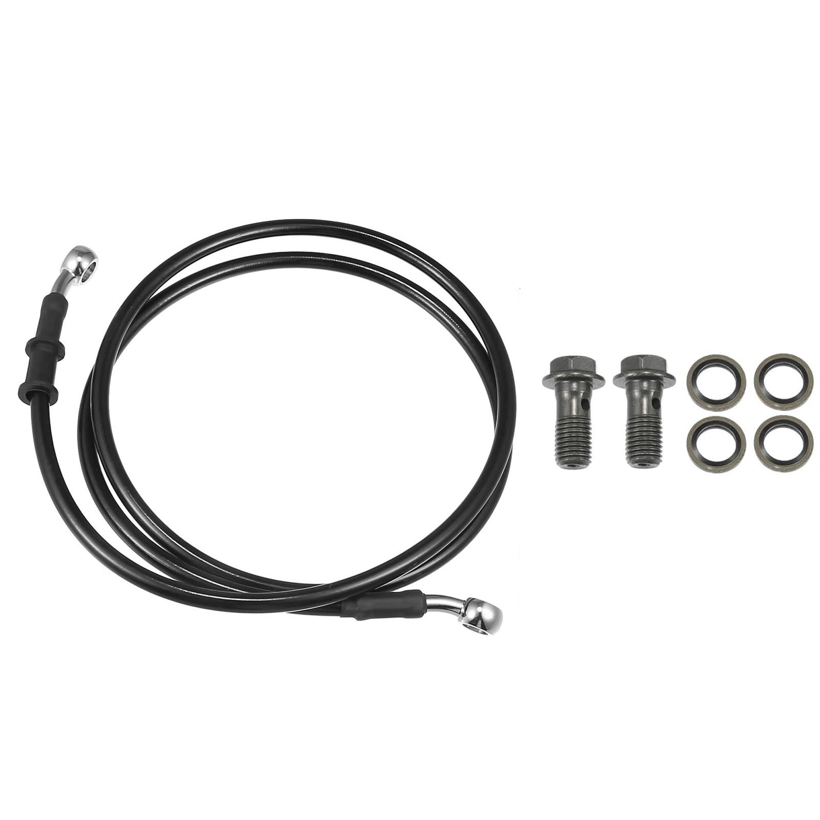 Ksxzw Black- Silver Motorbike Part Motorbike Accessories Motorcycle Brake Oil Hose 130Cm 28 Degree Black
