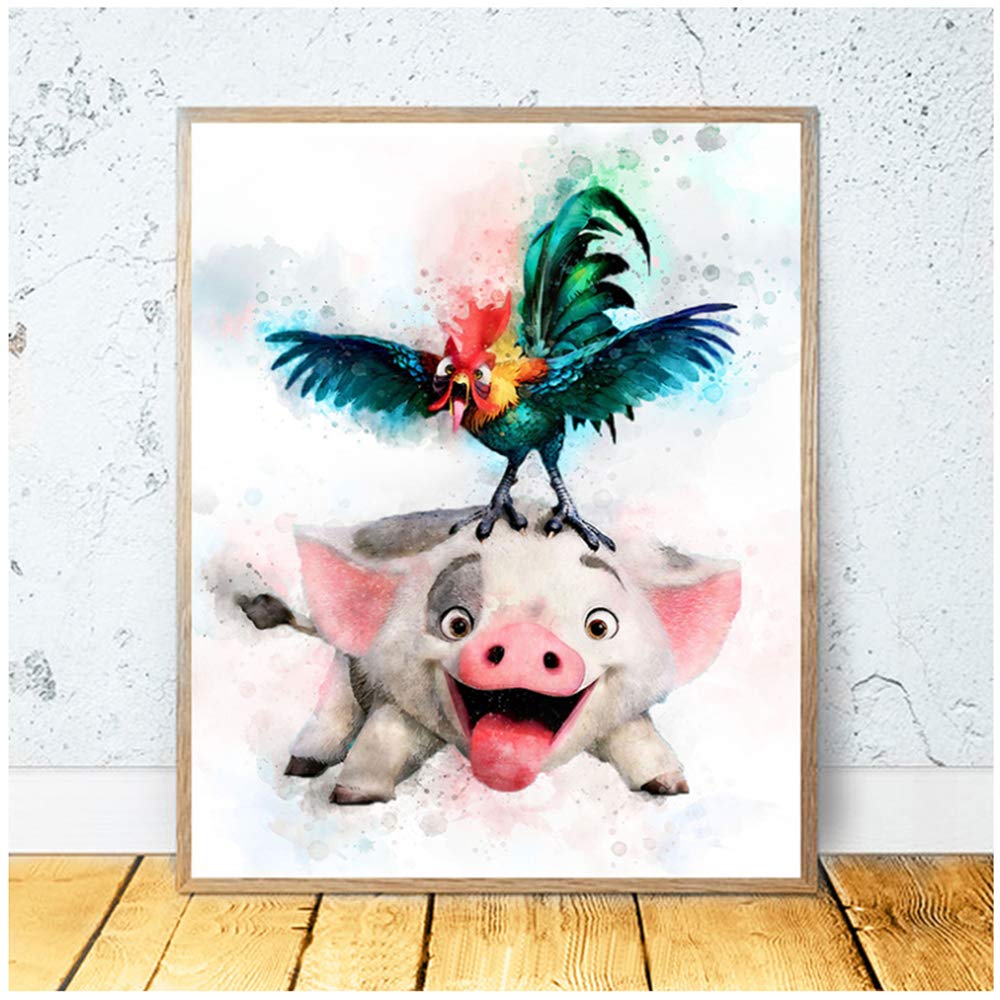 Pintura en lienzo Acuarela Poster Nursery Wall Art Print HD Picture Baby Girls Room Wall Art Framework decoración 40x60cm (15.7 "x23.6") con marco