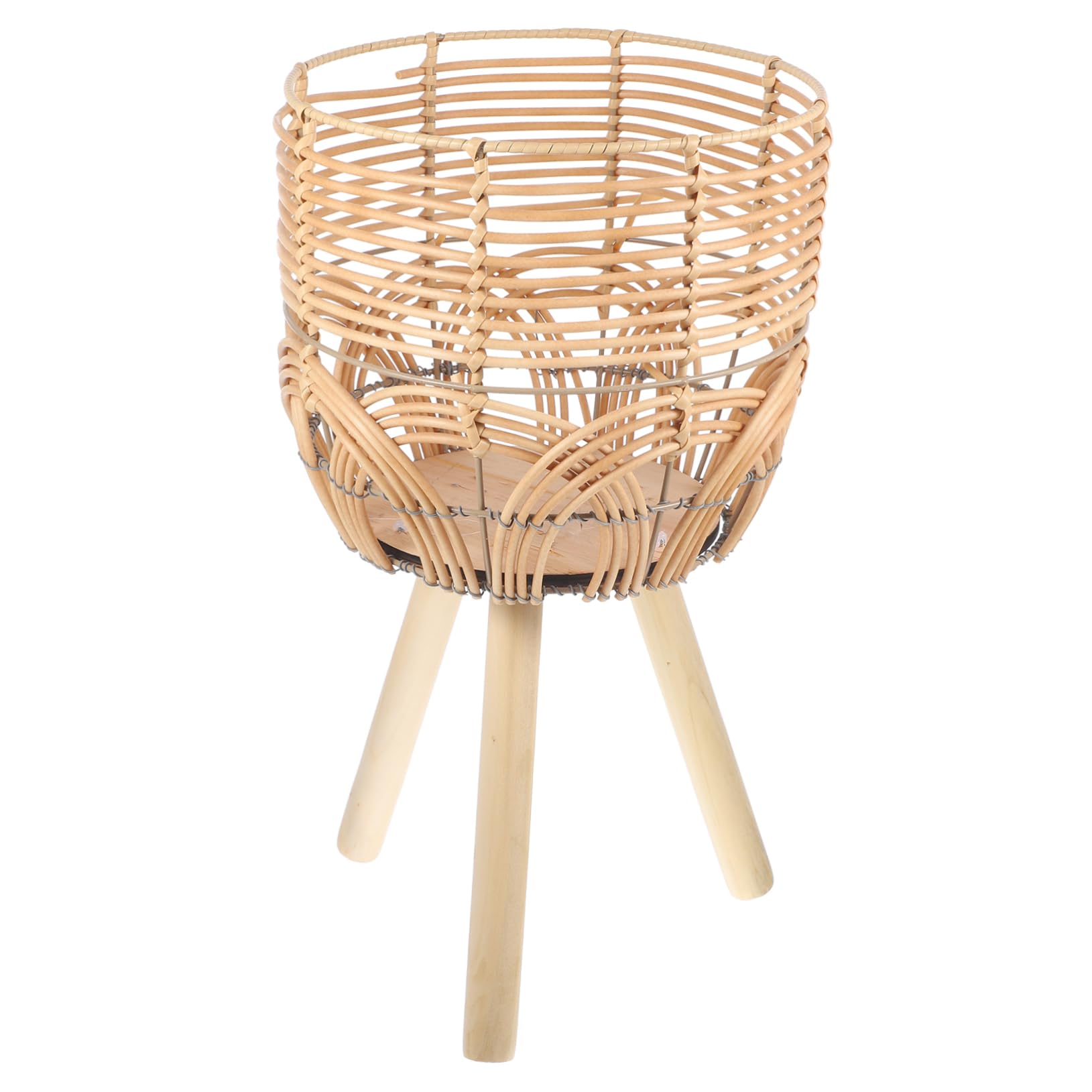 Support pour Plantes en Bambou Tressé sur Pieds, Style Rustique