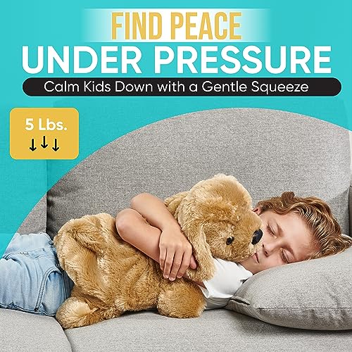 Image of FRIENDLY CUDDLE Weighted Lap Blanket for Kids & Adults - Kids Weighted Blanket - ASD, Sensory Processing Weighted Stuffed Animals Dog Toy - Microwavable Weighted Lap Pad for Kids, 5 Lbs.
