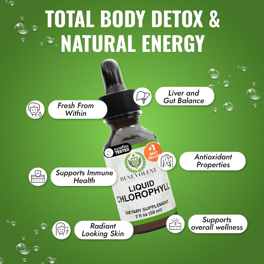Benevolent Chlorophyll Liquid Drops for Internal Freshness, Peppermint — Amazon image 3