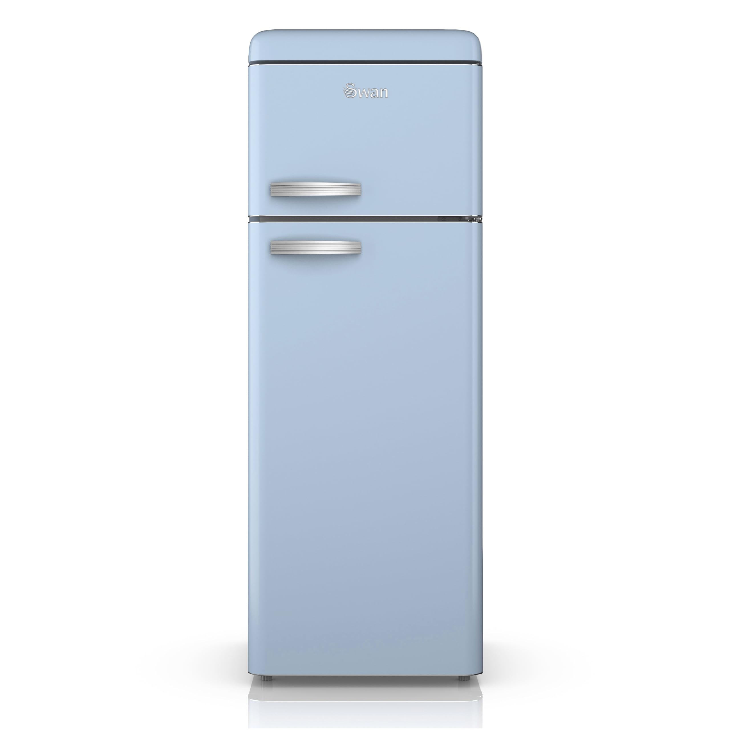Swan Retro Free Standing Top Mounted 70/30 Split Fridge Freezer, 3 Adjustable Shelves, Fast Freeze, Blue, SR11010BLNE