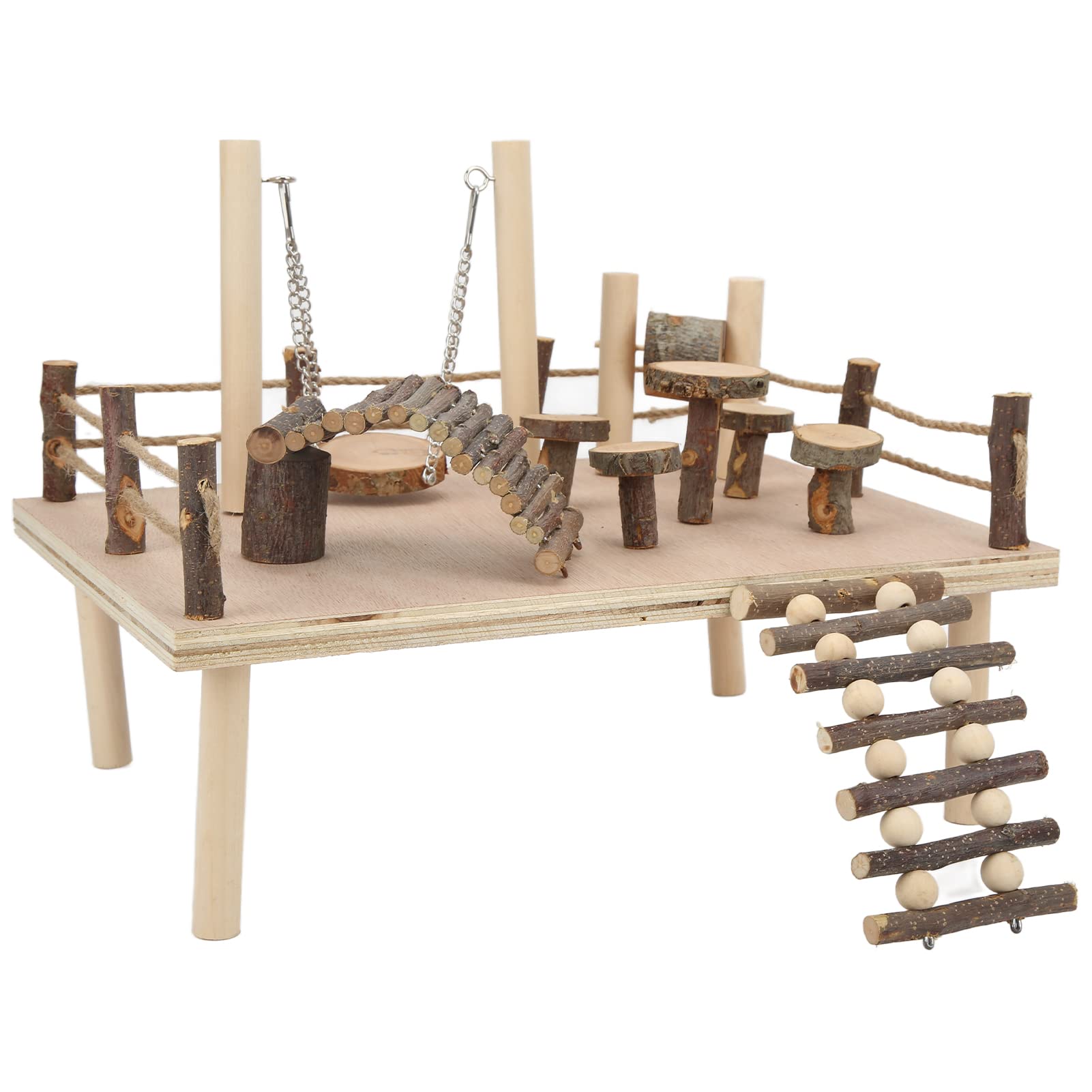 Set da Gioco per Criceti in Legno Naturale per Piccoli Animali Domestici Che Si Arrampicano e Masticano in Legno di Melo 35x26x17 Cm