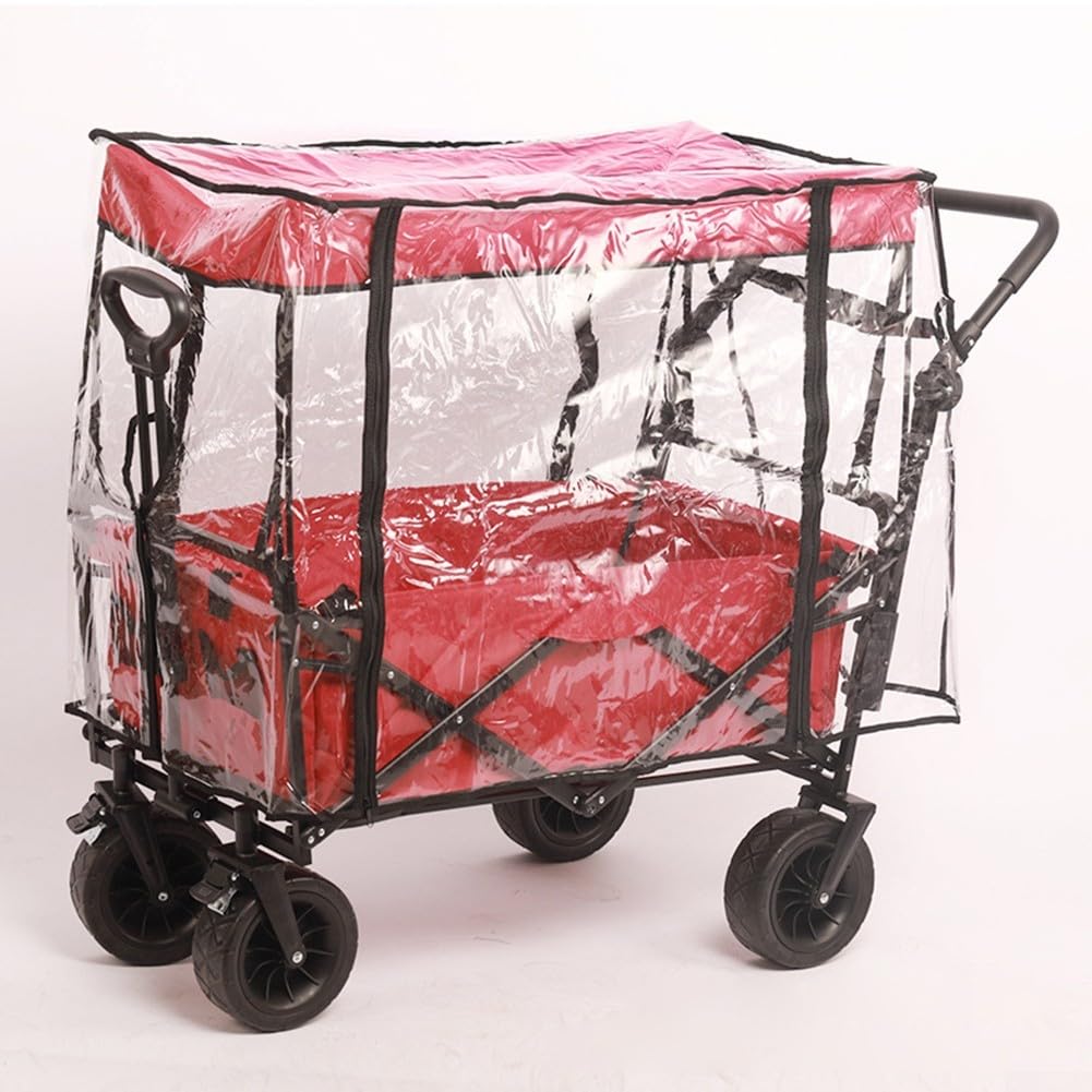 Wasserdichter Campingwagen Regenschutz, transparenter Wetterschutz mit Doppelreißverschlüssen für Klappwagen - Schutz vor Regen und Wetter