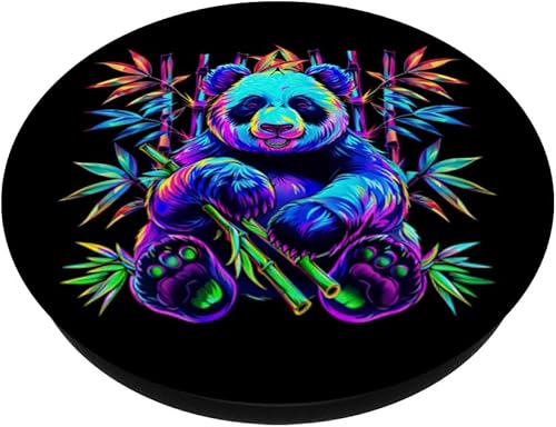 Miniatura 2 de Streetwear synthwave 80s 90s retro cute boys panda bamboo PopSockets Adhesive PopGrip
