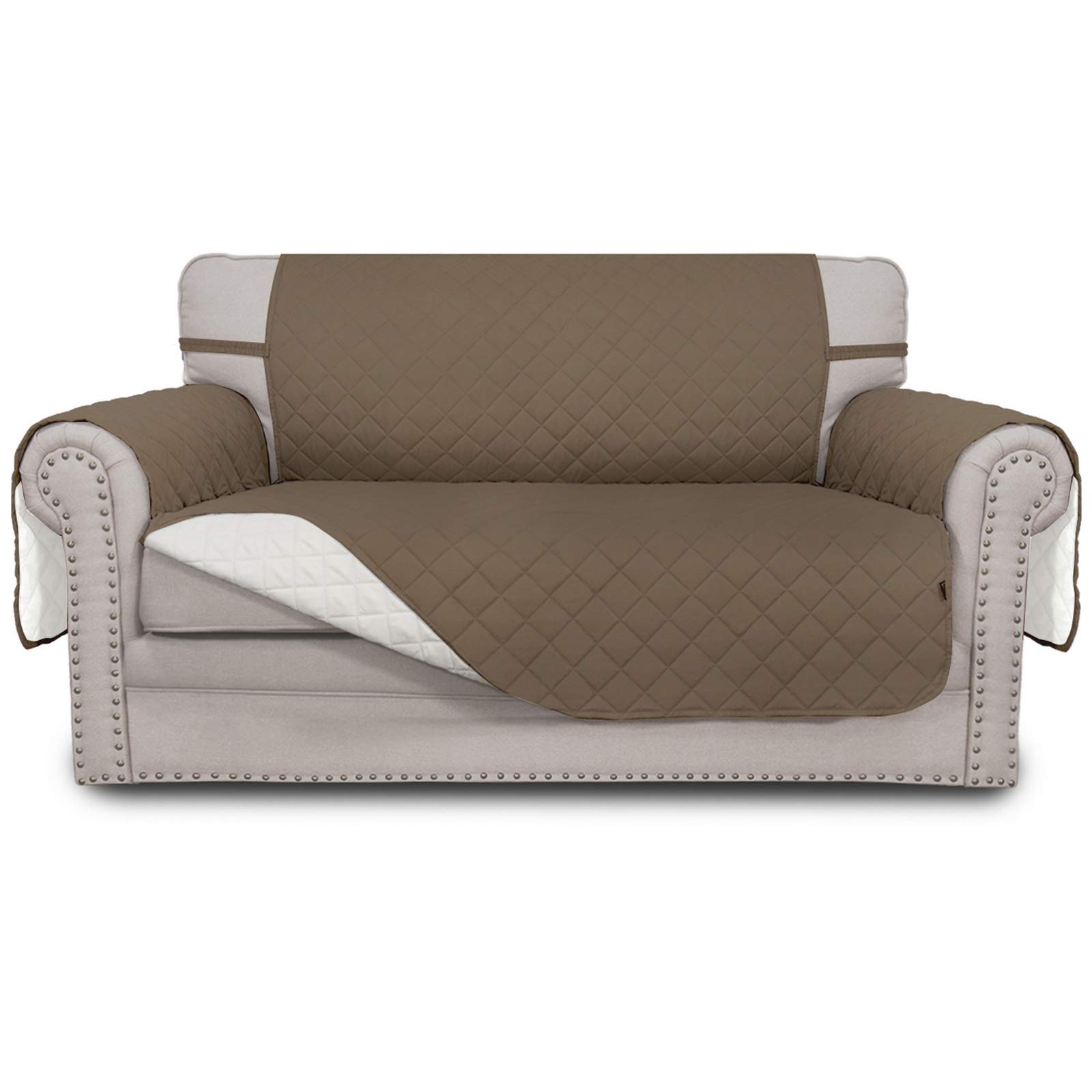 Easy-Going Reversible Couch Cover, 2 Cushion Sofa, Loveseat, Camel/Ivory