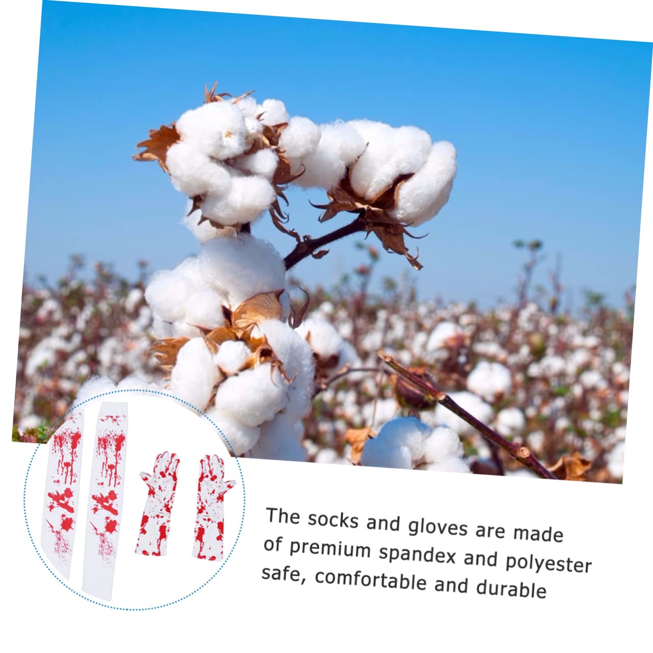 COLLBATH 4pcs Gloves Socks Set Bloody Zombie Socks for Halloween Dress up Accessory