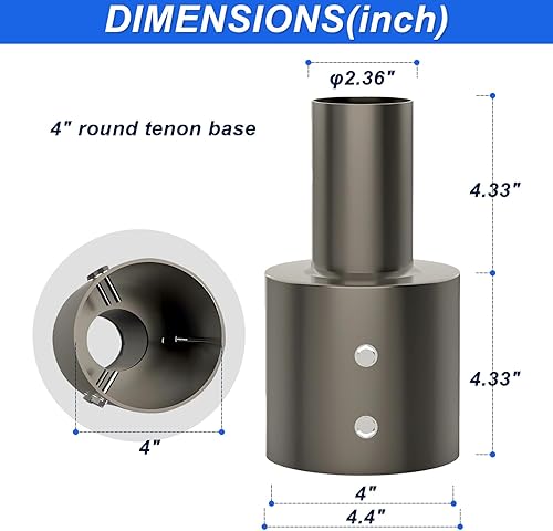 Miniatura 2 de Adaptador de espiga de poste redondo de 4 pulgadas, soporte de adaptador vertical con soporte deslizante (OD 2 38 pulgadas), ideal para alumbrado