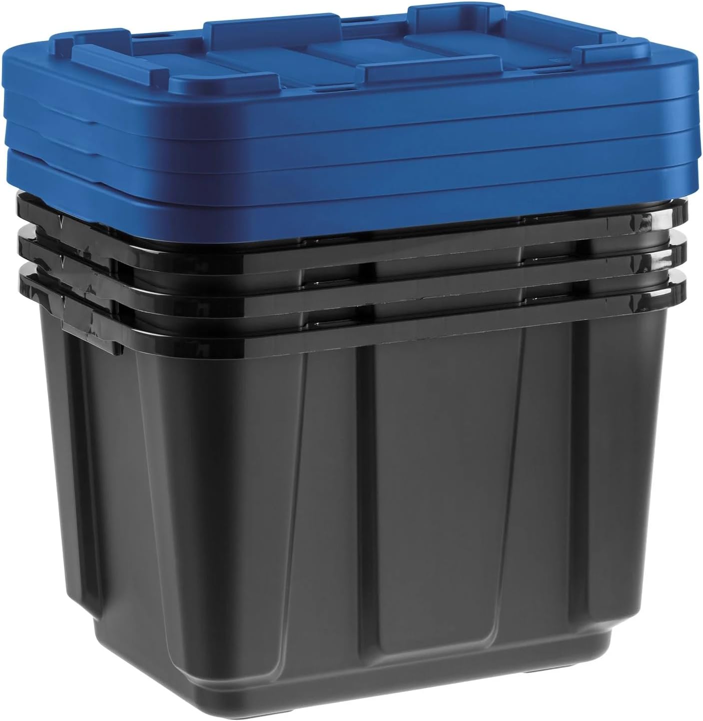 12 Gallon Plastic Storage Bins with Latching Lids, 4 Pack Heavy Duty Storage Containers, Stackable Plastic Totes for Organizing Garage, Closet, Home & Office