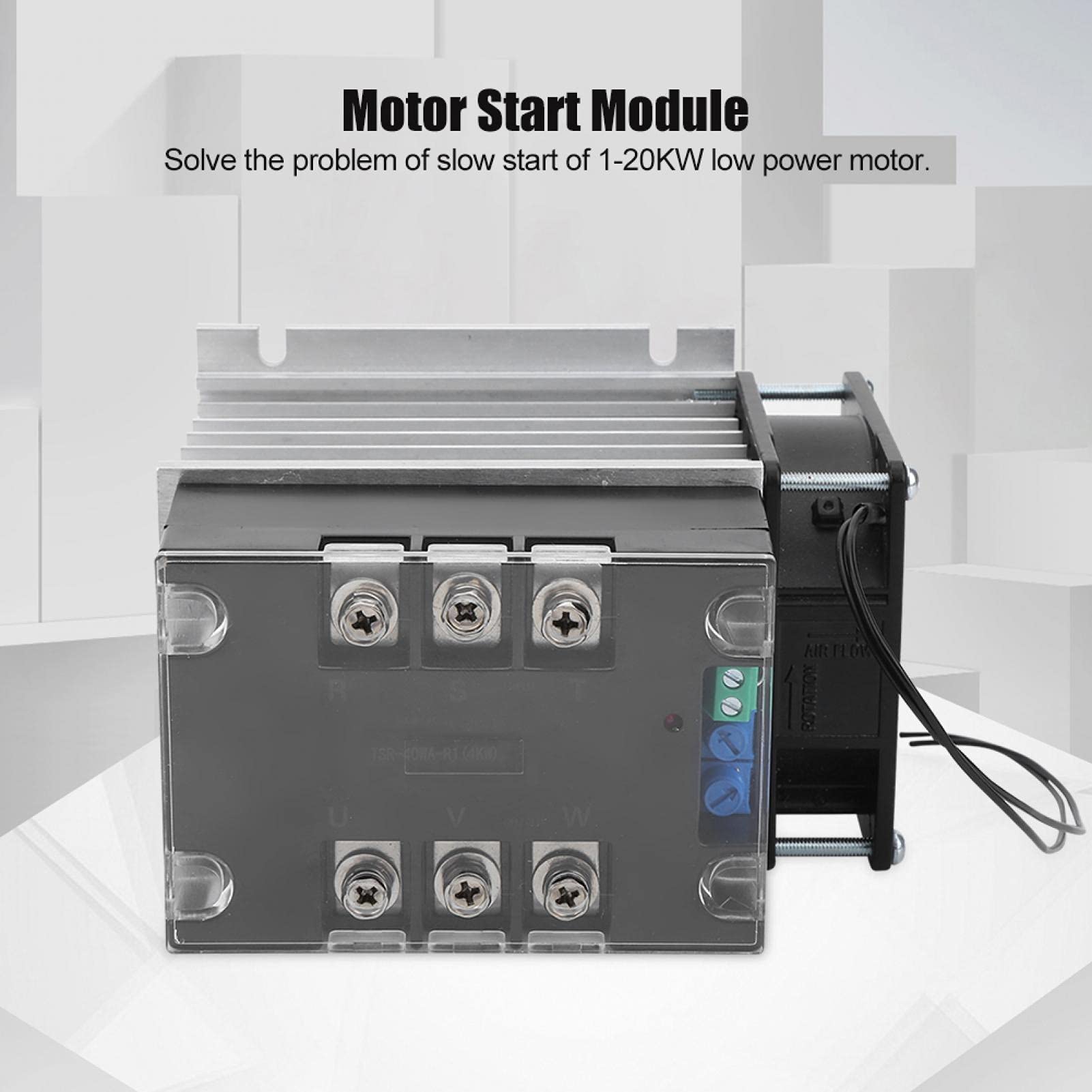 Modulo Avviamento Graduale Trifase per Motori Industriali con Dissipatore Alluminio - Soft Starter Controller per Trasportatori e Compressori con Protezione Sovraccarico e Avvio Morbido