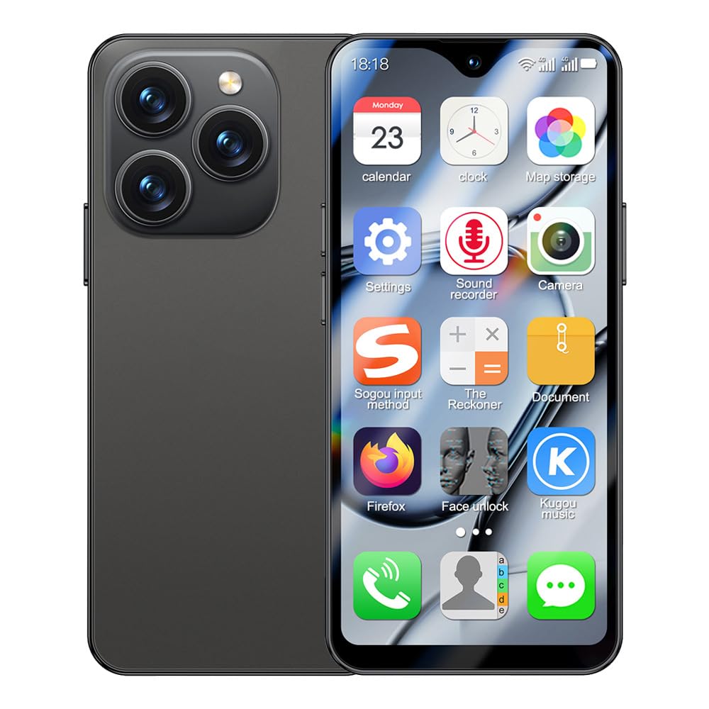 Truely Mini 4G Smartphone Unlocked with 4.3 Inch Full Screen, Android Smart Phone Dual SIM Dual Camera 2750mAh Facial Recognition Bluetooth WiFi Student Pocket Cellphone (Black)