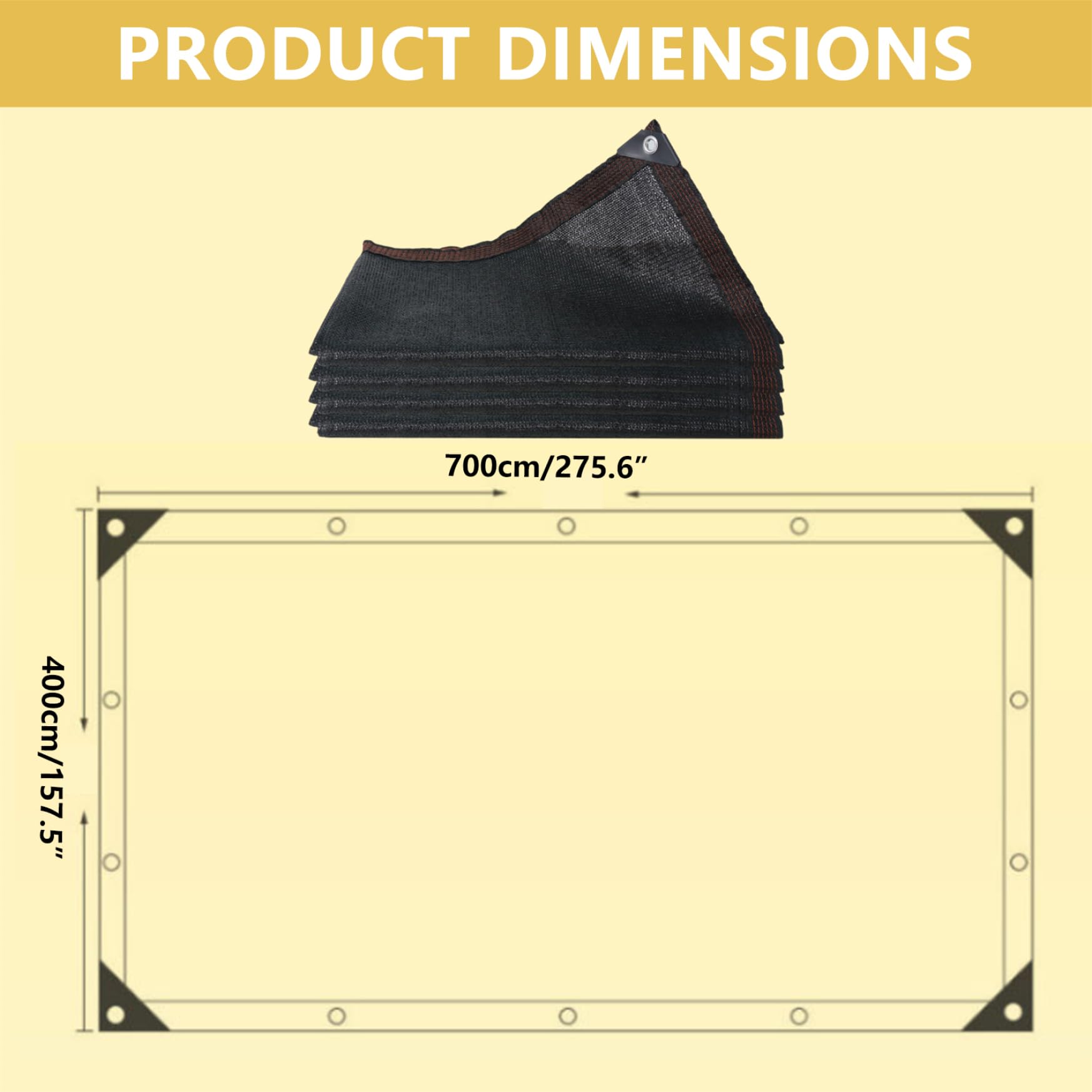 Copertura in rete nera per piscine in PE ad alta densità per piscine interrate (13, 12x22, 97 piedi)