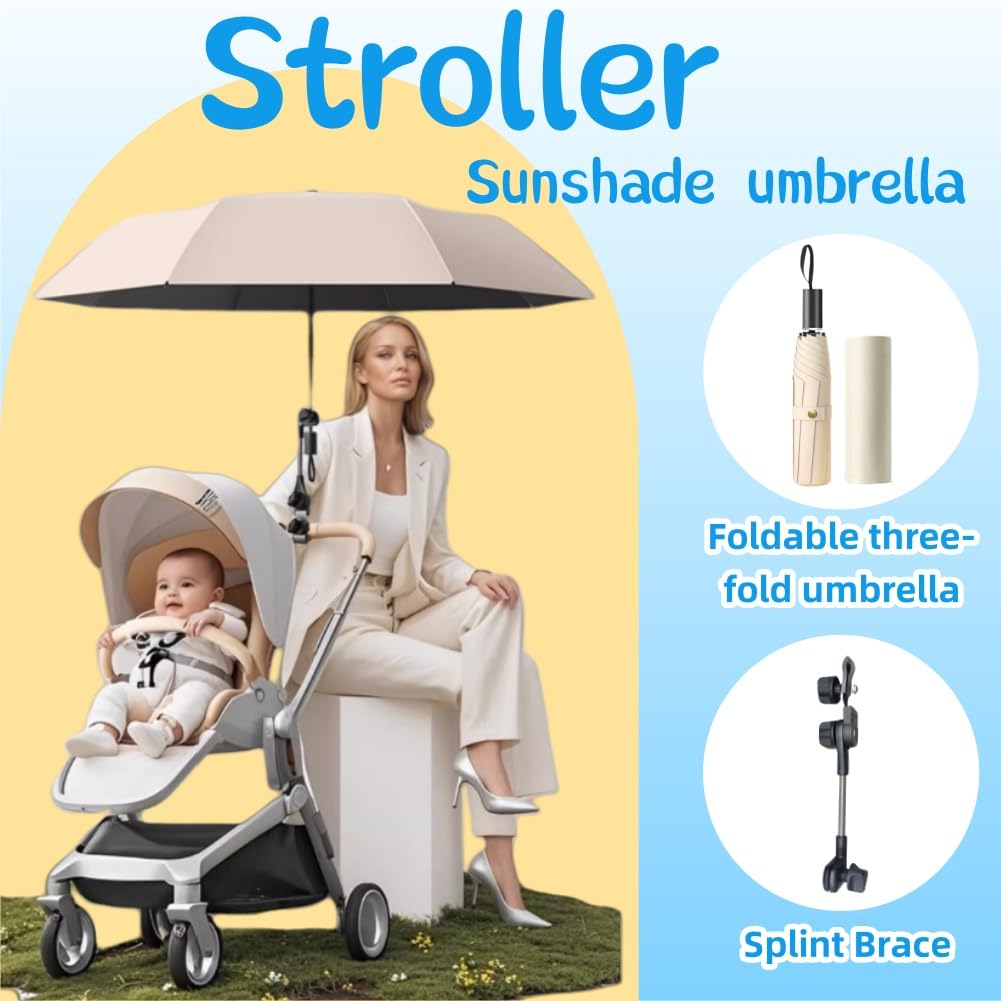 Ombrellone Per Passeggino Protezione UV,Ombrello Per Bambini Con Strisce Riflettenti,Ombrello Portatile per Passeggini E con Clip,Ombrello Pieghevole Per Bambini,Ombrellino Per Passeggino