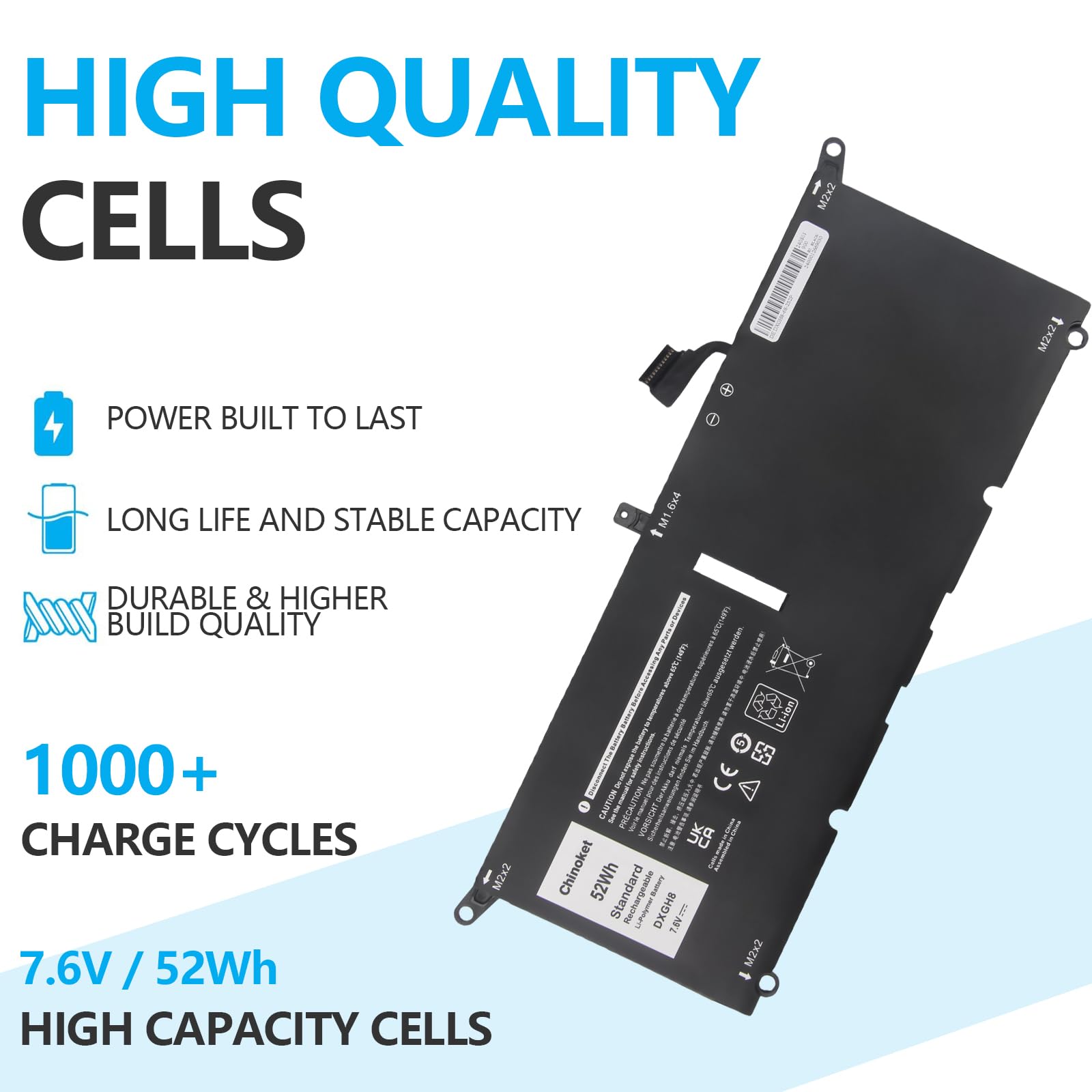 DXGH8 Batería para DELL XPS 13 9370 9380 inspiron 13 7390 7391 2-in-1 Inspiron 5390 5391 7490 Latitude 3301 e3301 Vostro 5391 5390 Series H754V V48RM HK6N5 P82G001 P113G G8VCF 52Wh