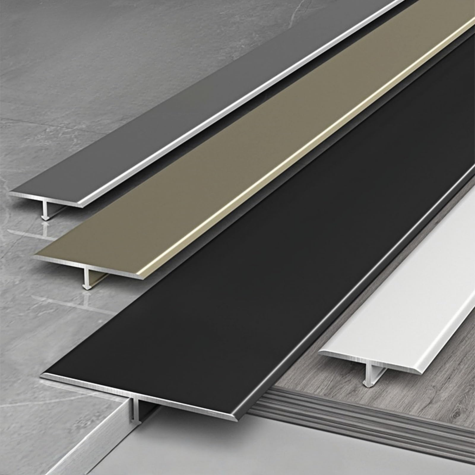 Coayuou T Rail, Aluminium Profiles, 90 cm x 3 Pieces, Floor Transition Rail, T-Profile Transition Rails for Door Thresholds and Room Transitions for Floor Coverings of the Same Height (Champagne, 50 x