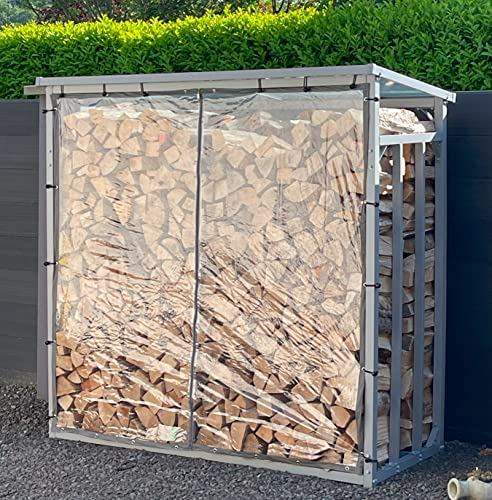 QUICK STAR Wetterschutzwand PVC transparent 174x173cm für Kaminholzunterstand XXL 185x70x185cm