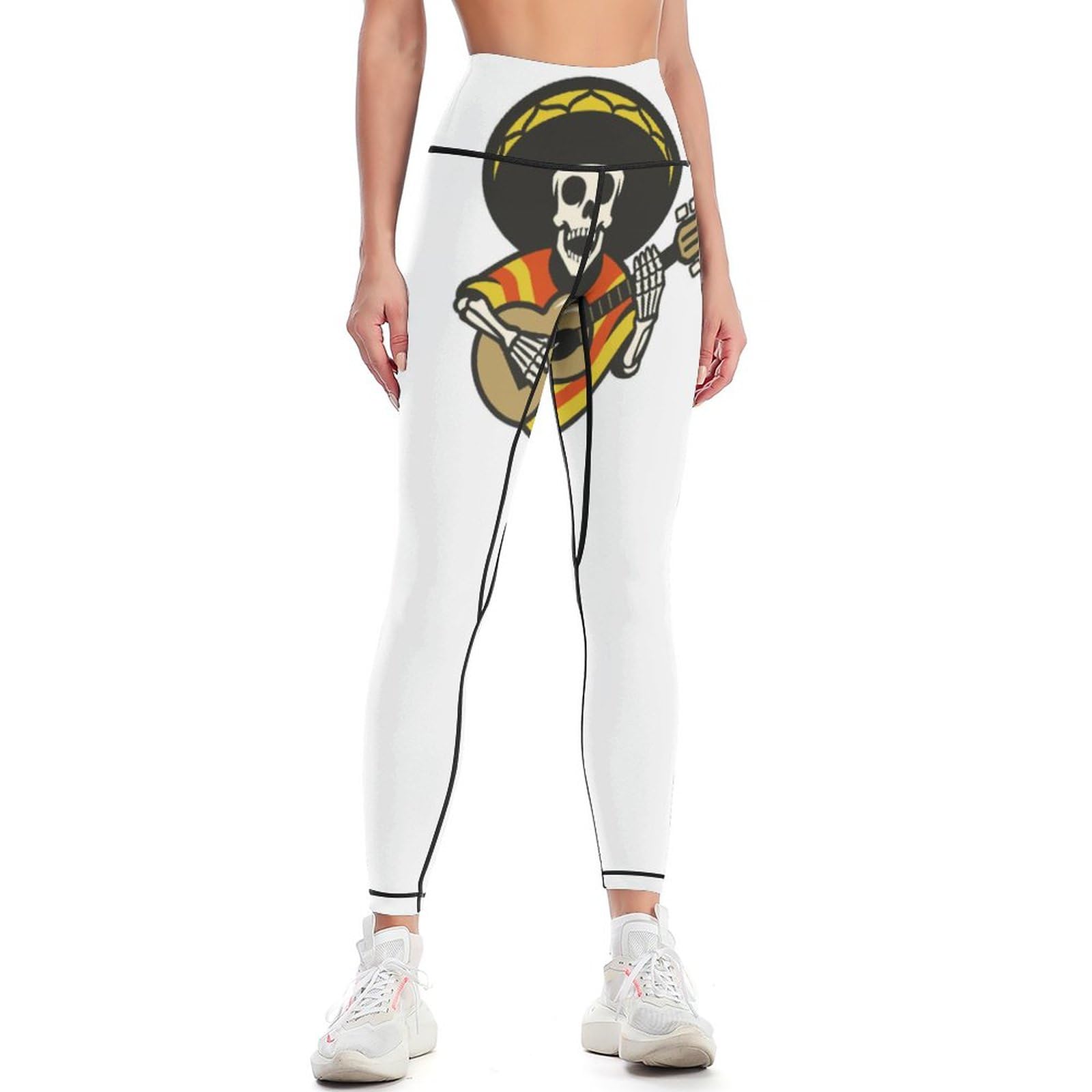 OTRAHCSDGym Leggings, Mexican Guitar Skull Yoga Pants, High Waisted Sports Leggings for Women