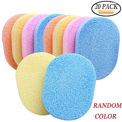 20 PCS Colorful Wash Face Sponge, Facial Cleansing Sponge Face Makeup Wash Pad, Oval Shape Cleaning Sponge Powder Puff