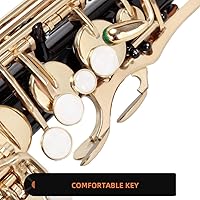 Vista 4 de Glarry Student Alto Eb E-flat SAX Saxofón Lacado Dorado SAX Kit para Principiantes con Estuche, Cañas, Boquilla, Paño de Limpieza Suave y Varilla
