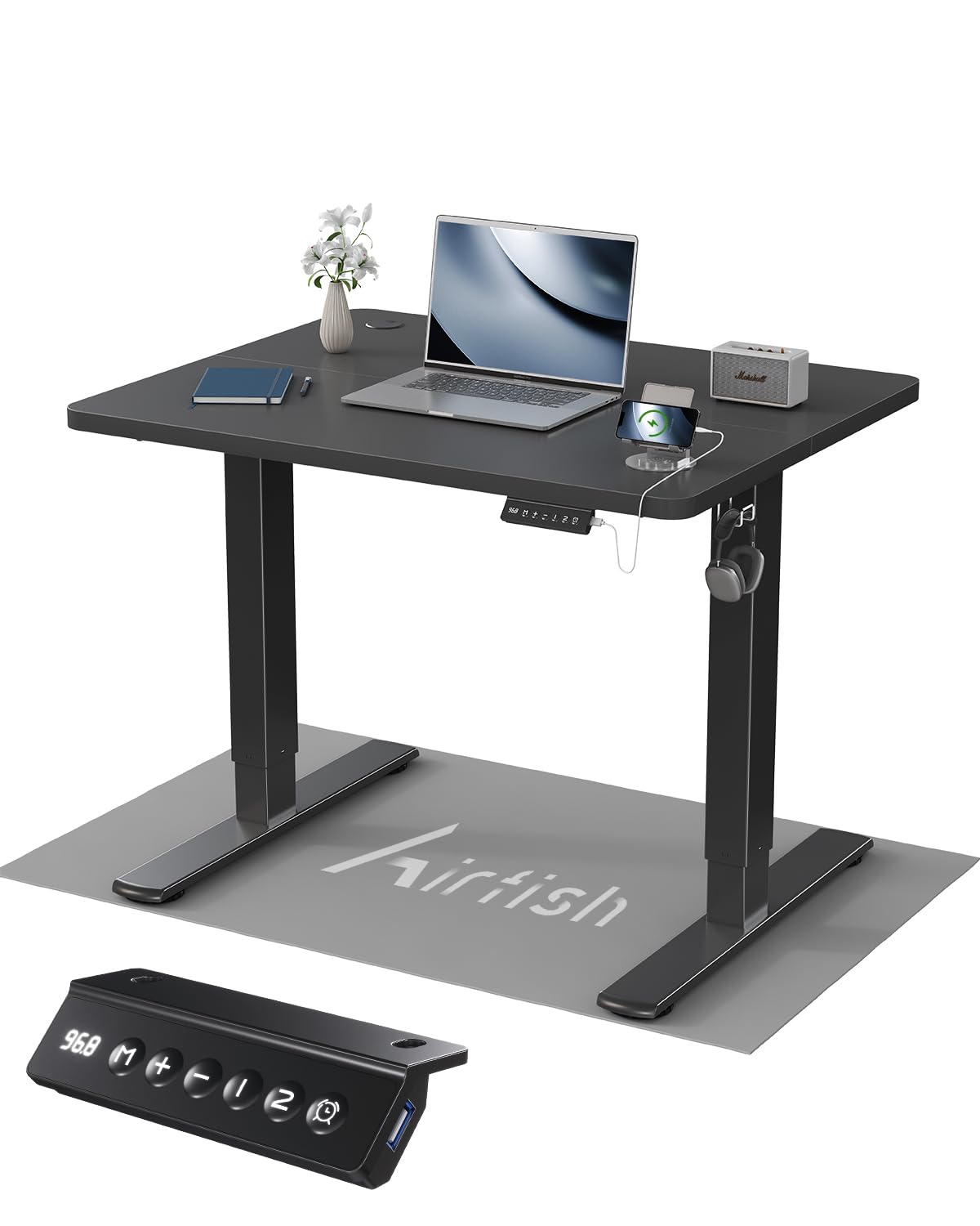 Airfish Höhenverstellbarer Schreibtisch Kinder Schreibtisch Höhenverstellbar Elektrischer mit Memory-Funktion, Bürotisch Höhenverstellbar für Home Office Steh-Sitz Tisch Standing Desk