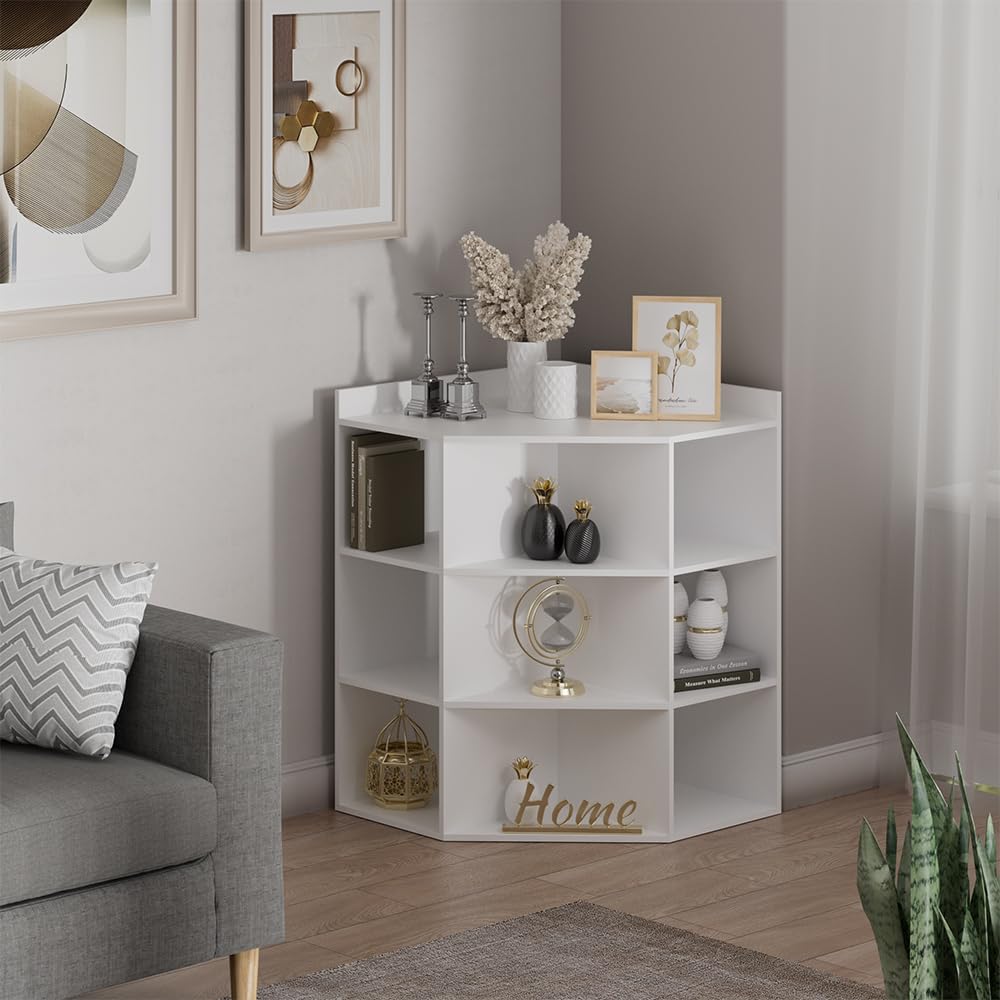 Vicco Scaffale angolare Elina, Bianco, 60 x 80 cm, per conservare ed esporre libri o oggetti decorativi