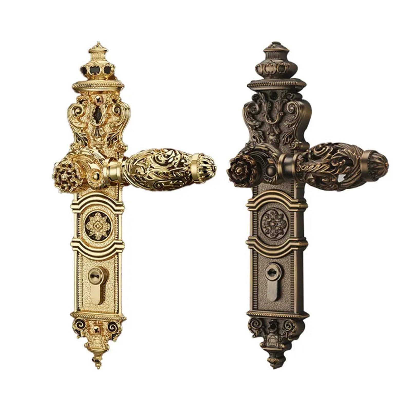 Zinc Alloy European Indoor Door Lock Handle zinc Material(24k Gold)