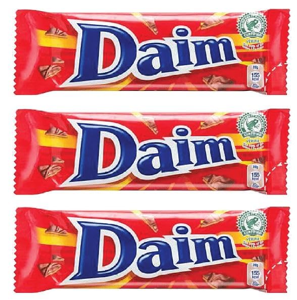 Daim Chocolate Bar 28g - 3 Pack Bundle | Indulge with Irresistible Crunchy Caramel & Milk Chocolate - Perfect Snack & Gift for Easter & All Ocassions - Swedish Treat, Gluten-Free & Rich Almond