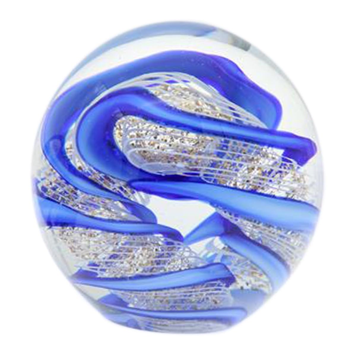 Générique Presse Papier Collection Sulfure en Verre de 10cm Design Transparent Bleu Spirale