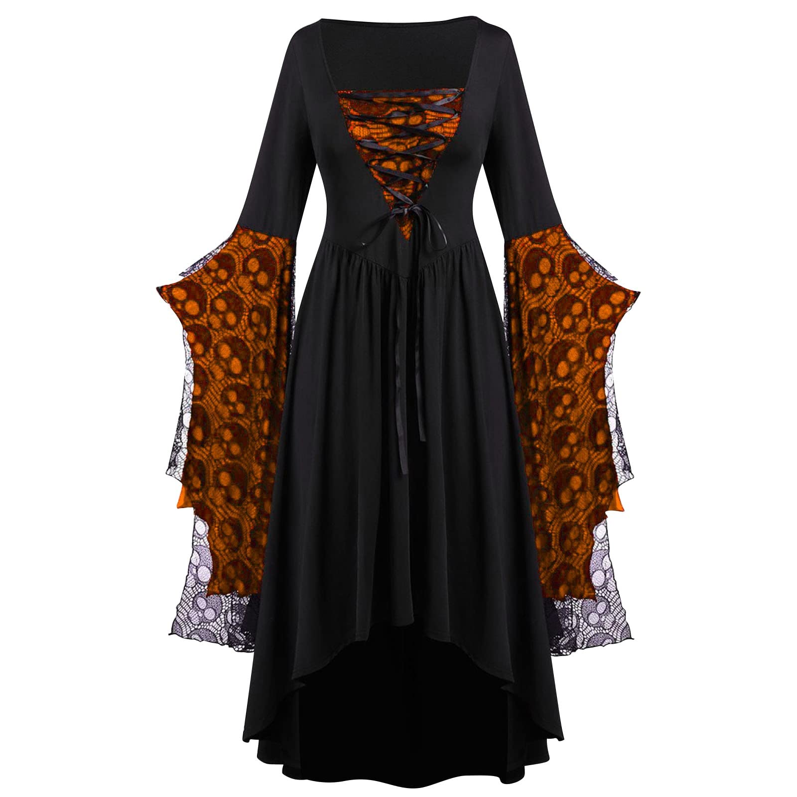 Halloween Costumes for Women Victorian Witch Gothic Lace Dresses Plus Size Medieval Costume Ladies Evening Party Prom Cocktail Swing Glad Rags Vintage Elegant A-Line Dress Maid Steampunk Clothes