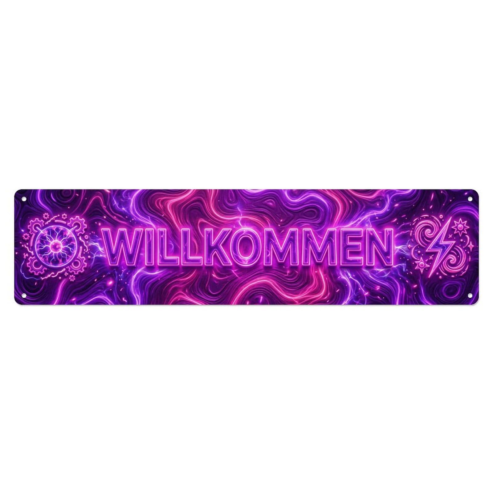 Neon Plasma Energy Field Welcome Metal Tin Sign
