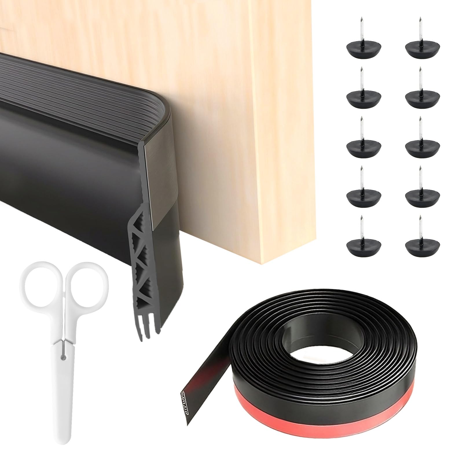 2M Black Draft Excluder for Doors – Self Adhesive Door Draught Excluder for Soundproofing, Insulation & Weather Sealing, 2" x 78.7"