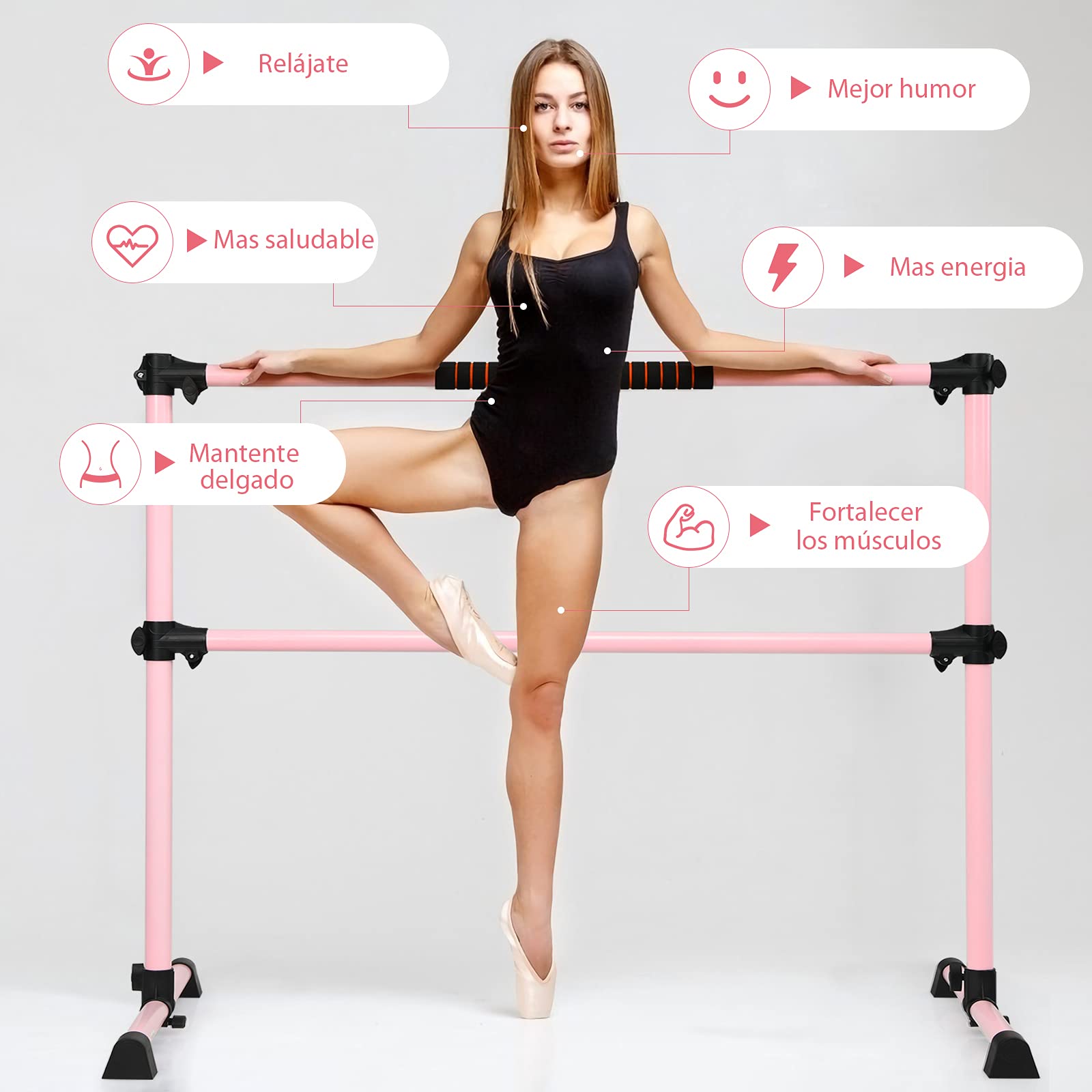 COSTWAY Barra de Ballet Independiente Móvil Altura Regulable 50 kg