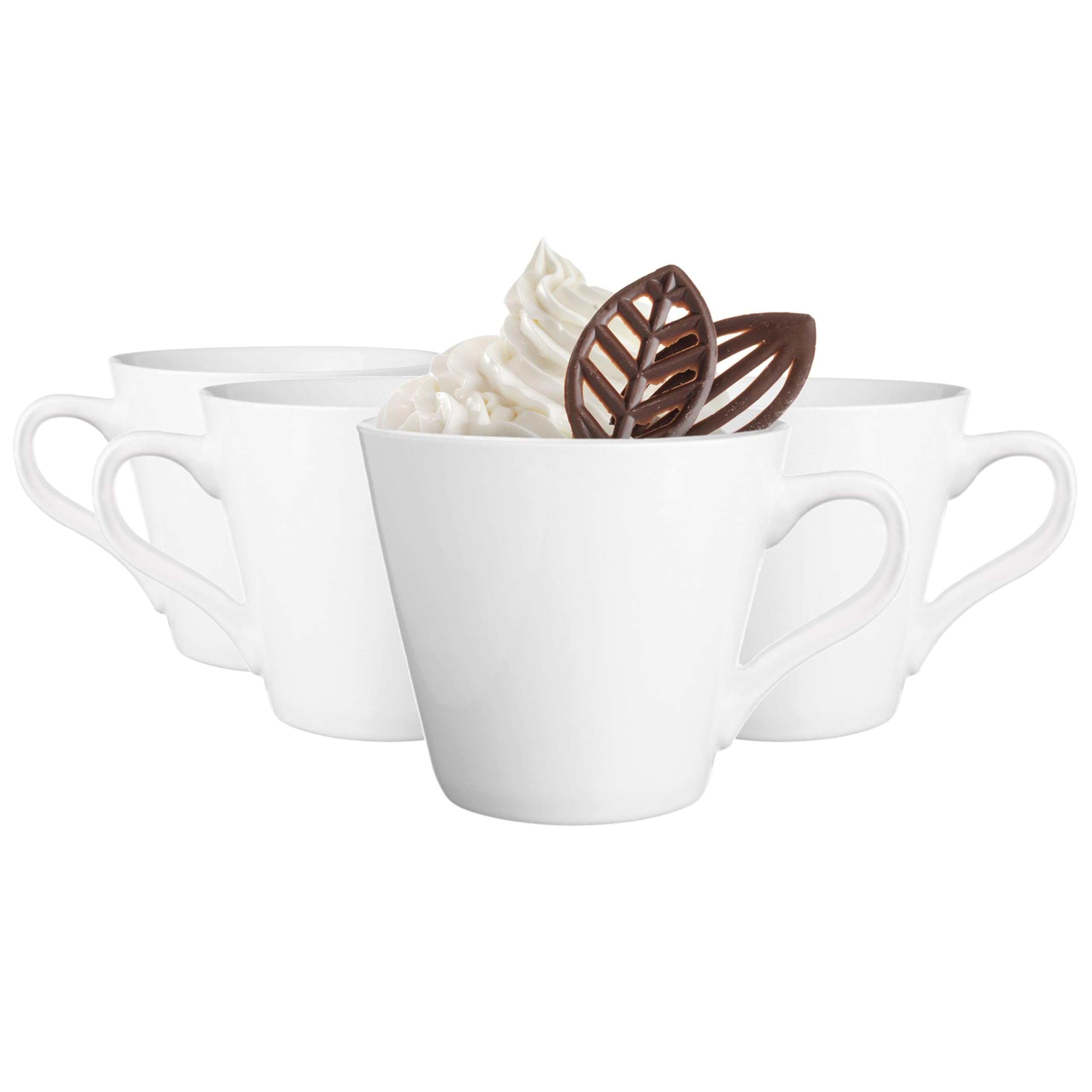 Glasmark KROSNO 1992 Ceramic Cup Set of 4 230 ml Coffee Cup Drinking Cup Tea Cups Dishwasher Safe White Maja