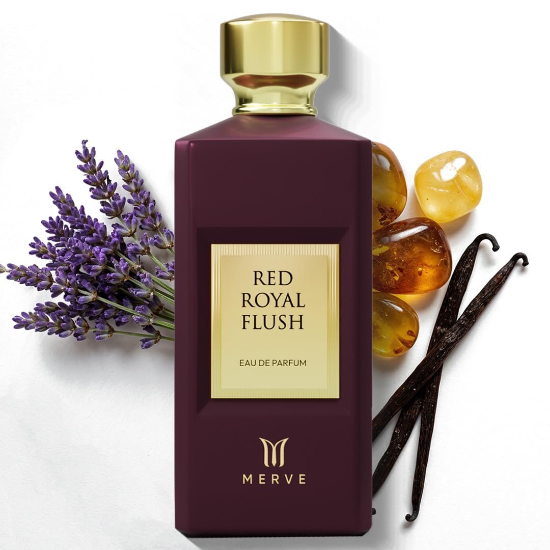 Merve Red Royal Flush Premium Long Lasting Fragrance Luxury Scent For Unisex | Herbal, Oud, Woody | Last All Day | 3.4 Ounces
