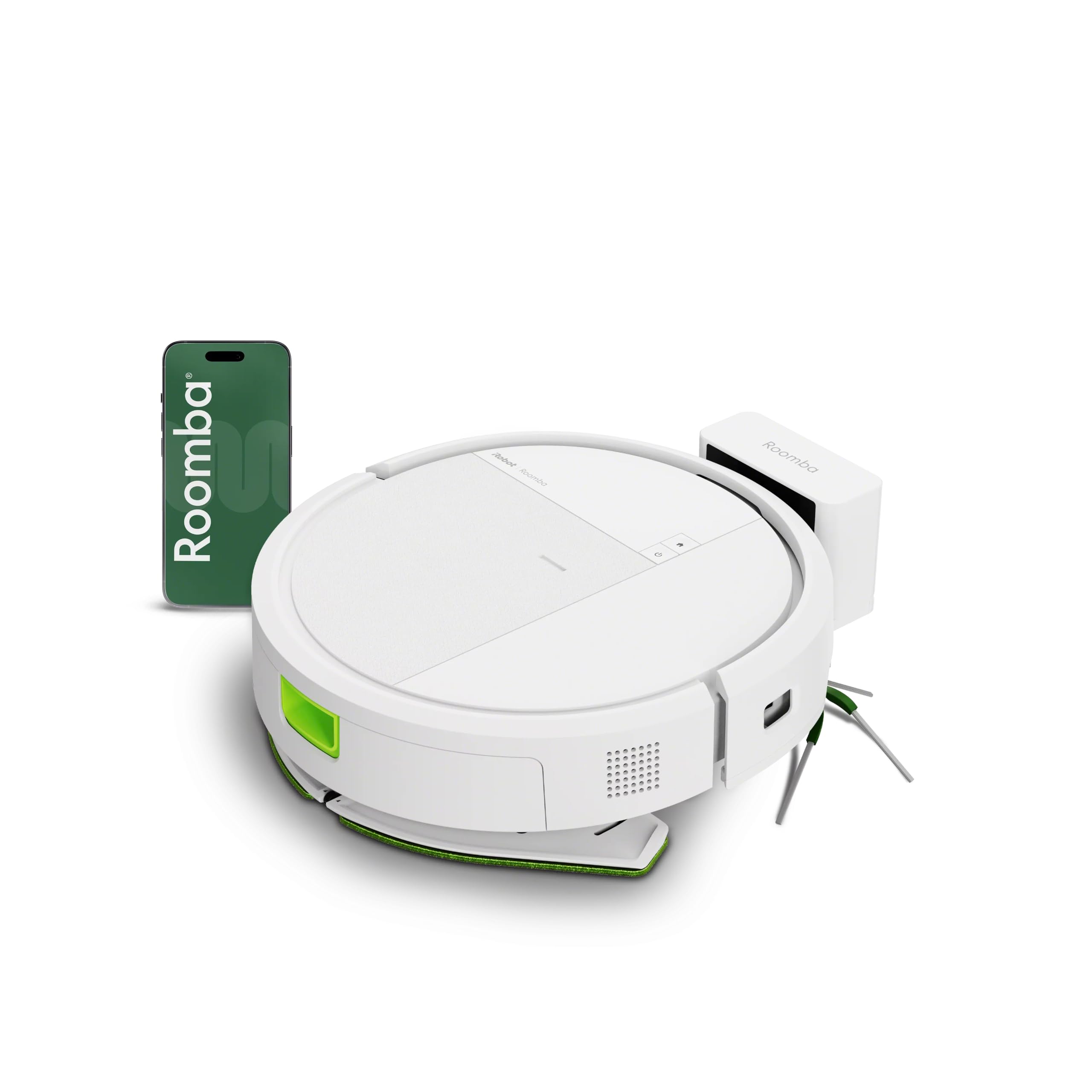 iRobot Roomba® 115 Combo Saug- und Wischroboter, 15k Pa Saugleistung, Bürsten und Wischpad reichen, Navigation mit Clearview™ LiDAR, Weiß