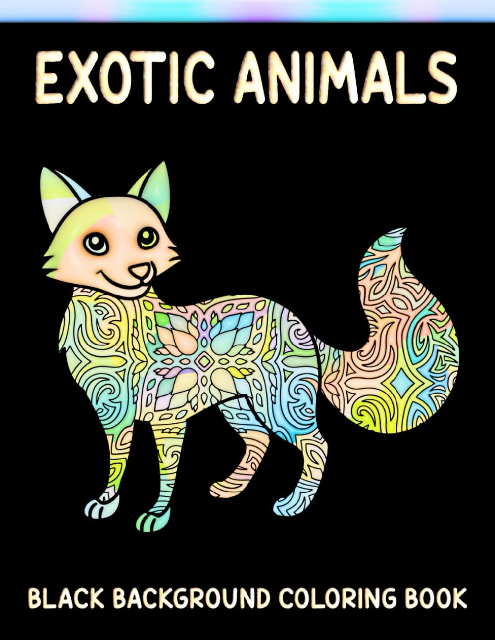 Exotic Animals Black Background Coloring Book