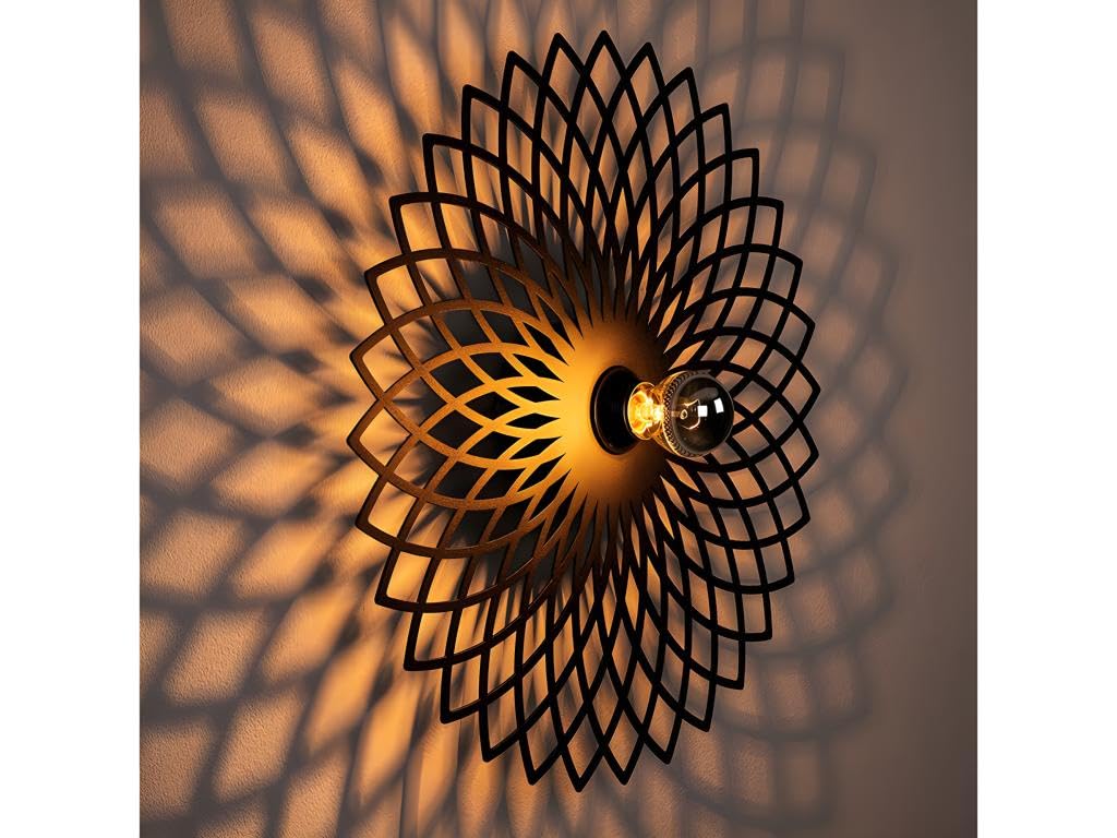 Vente-unique - Applique murale en métal - D. 50 cm - Noir - FOLINA