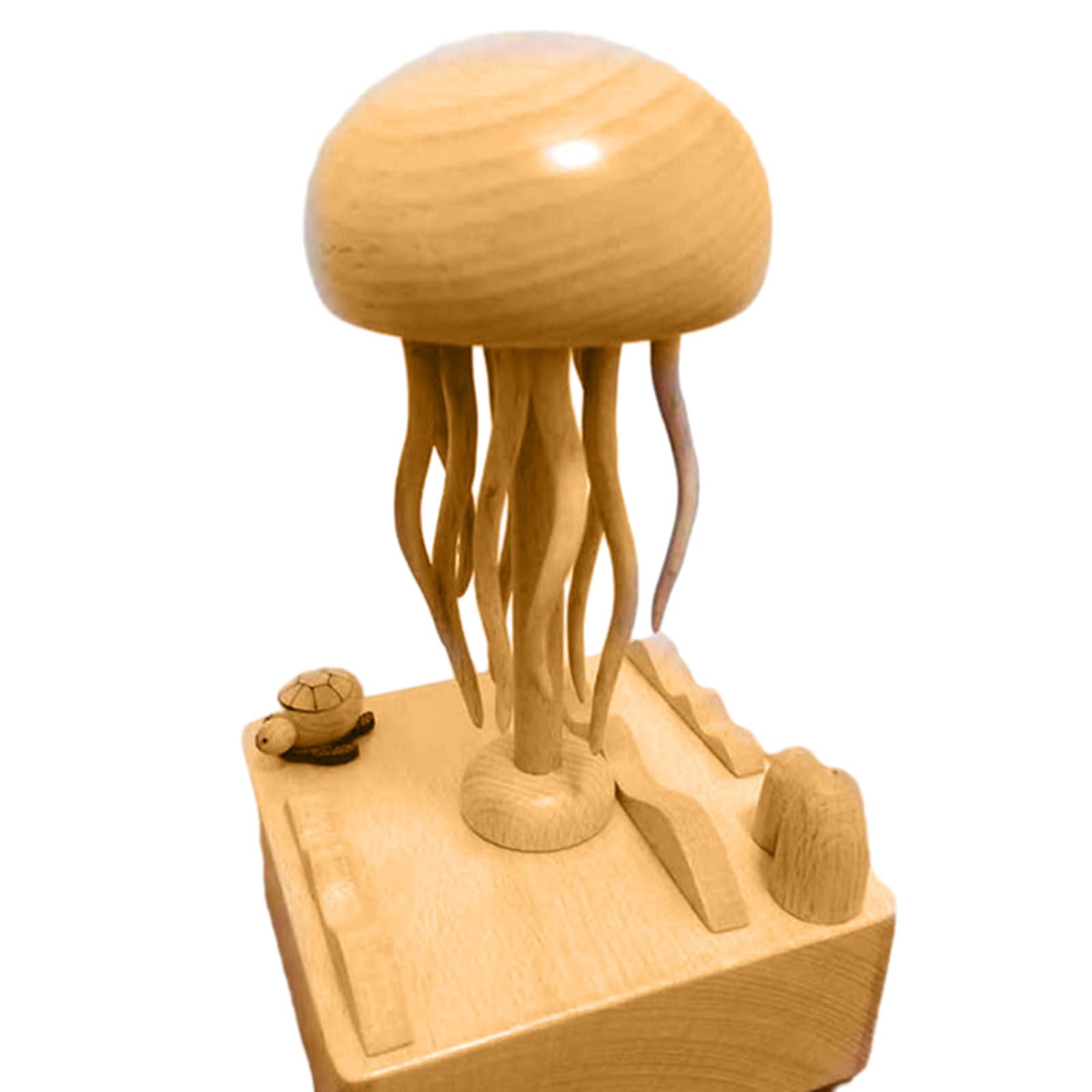Caja de música eléctrica con temática artística de medusas, diseño de carpintería y movimiento, regalo para el día de San Valentín