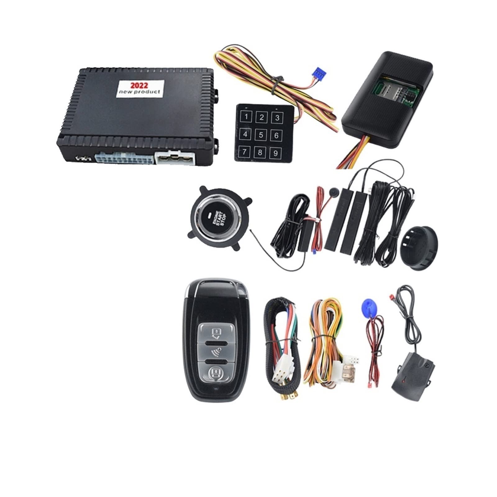 Compatible with Cardot 4G Car Start Stop Engine Remote Lock/Unlock Keyless Entry System Passcode Auto Alarm One Push Start Button LCD Car Key (Color : BT Version)