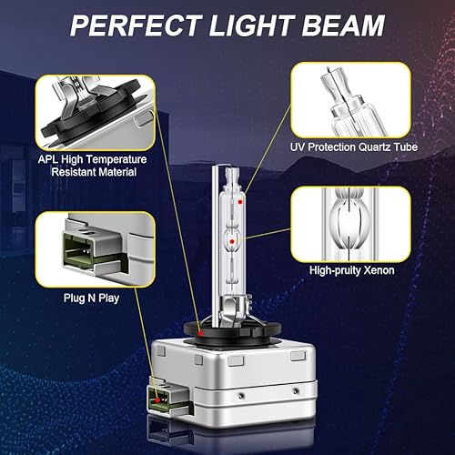 Vista 37 de Erato D1S Bombillas de xenón para faros delanteros, 6000K 35W blanco diamante alto y bajo, bombillas de repuesto para automóvil de 12 V, paquete de 2