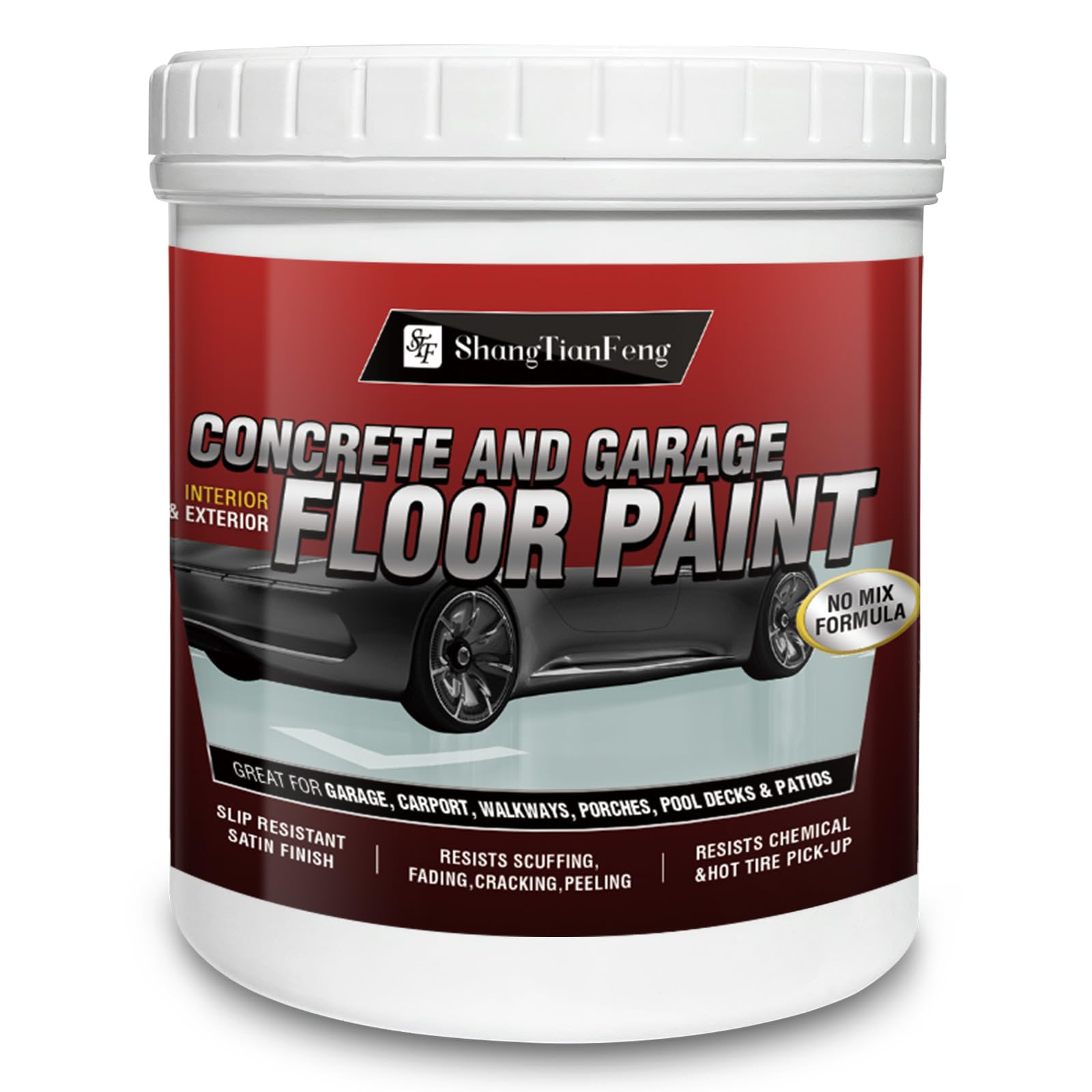 Floor Paint, Waterproof Coating, No-Mix Satin Finish, for Garage, Concrete, Patios &amp; Pool Decks,(Cyan,1 Gallon/3.79 kg),160-200sq.ft