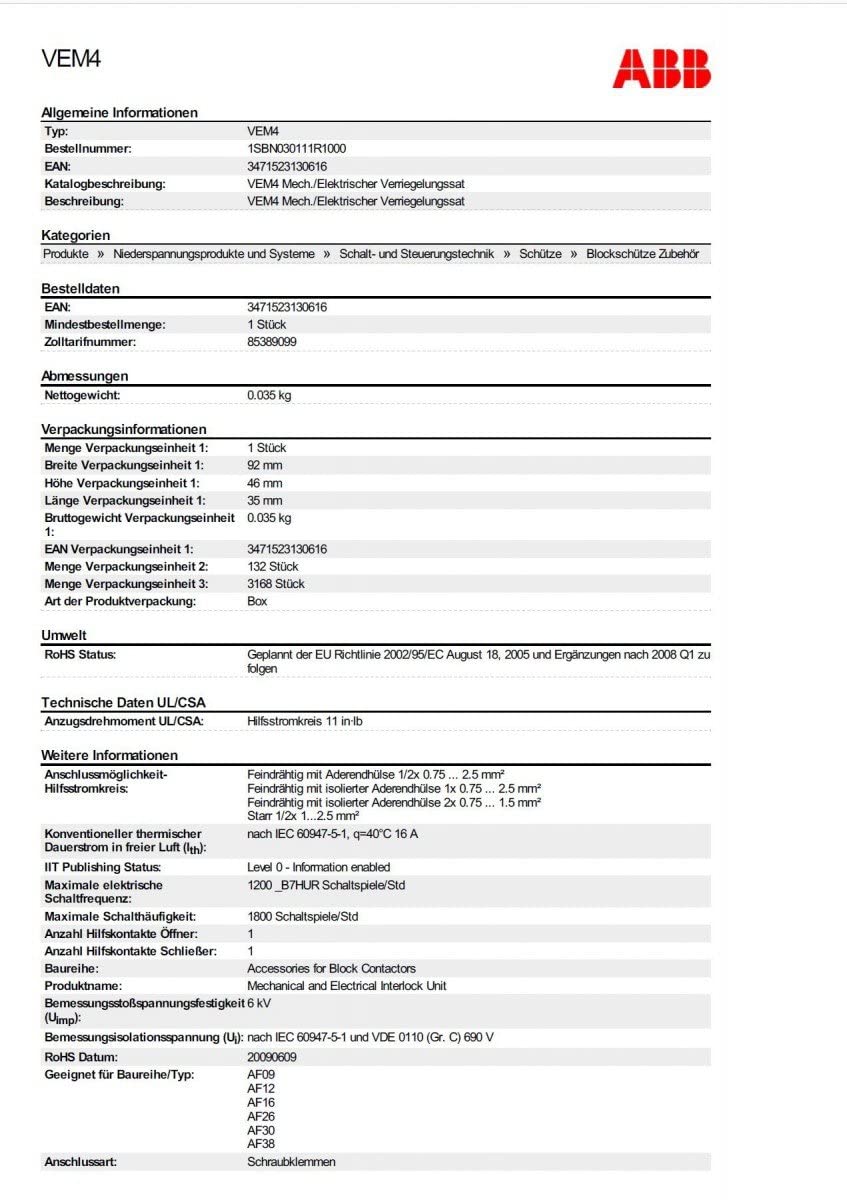 abb-entrelec – Kit Stellwerk mechanischen elektrischen/A VEM4