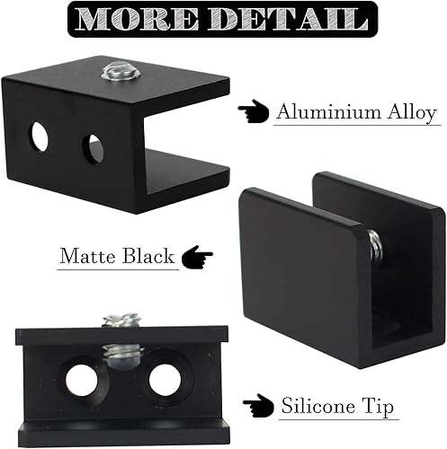 Miniatura 4 de WANLIAN 8 soportes para estantes de vidrio, abrazadera de vidrio de aleación de aluminio, soporte de estante de vidrio montado en la pared,