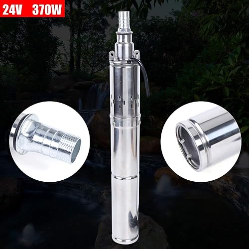 Miniatura 7 de Bomba de pozo profundo, bomba de agua solar de 24 V 370 W, cabezal de bomba sumergible solar de acero inoxidable de 213.3ft para fábricas, tierras