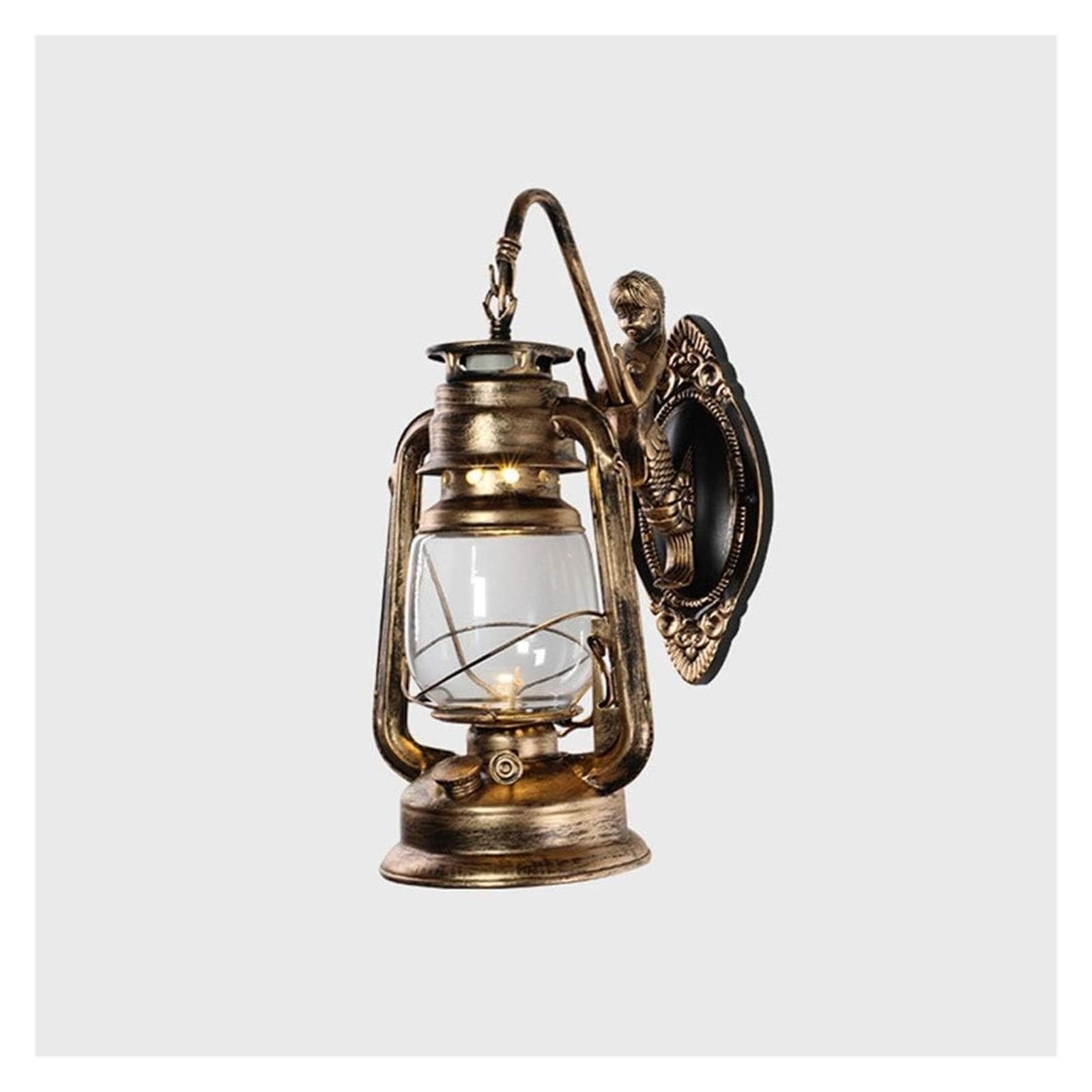 ZTCHSENZT V-intage Glass Wall Sconce Lamp Rustic Copper Wall Light, Retro Wall Lamps Compatible with Restaurant Bar Bedroom Bedside Corridor Living Room Chandelier,Yellow Bronze